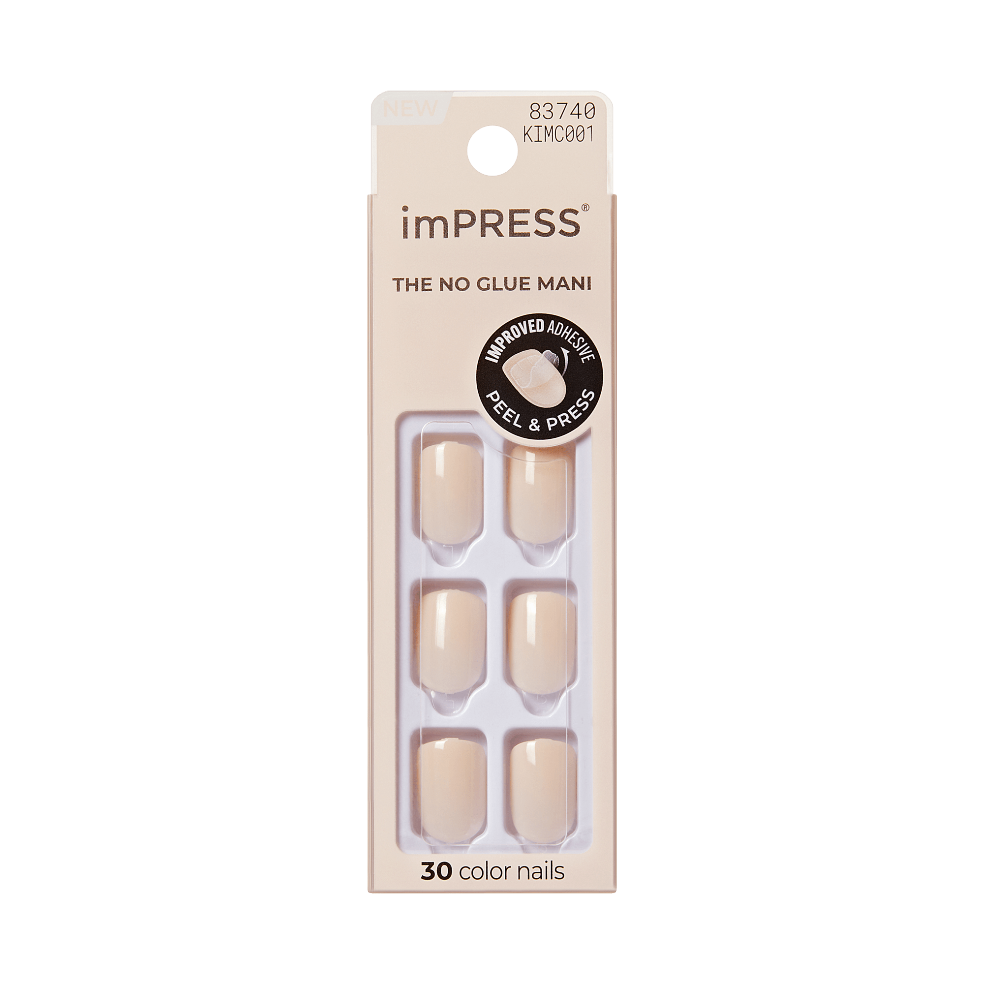 Impress Color No Glue Fake Press On Nails - Point Pink | Solid, Pink, Short, Squoval, Manicure