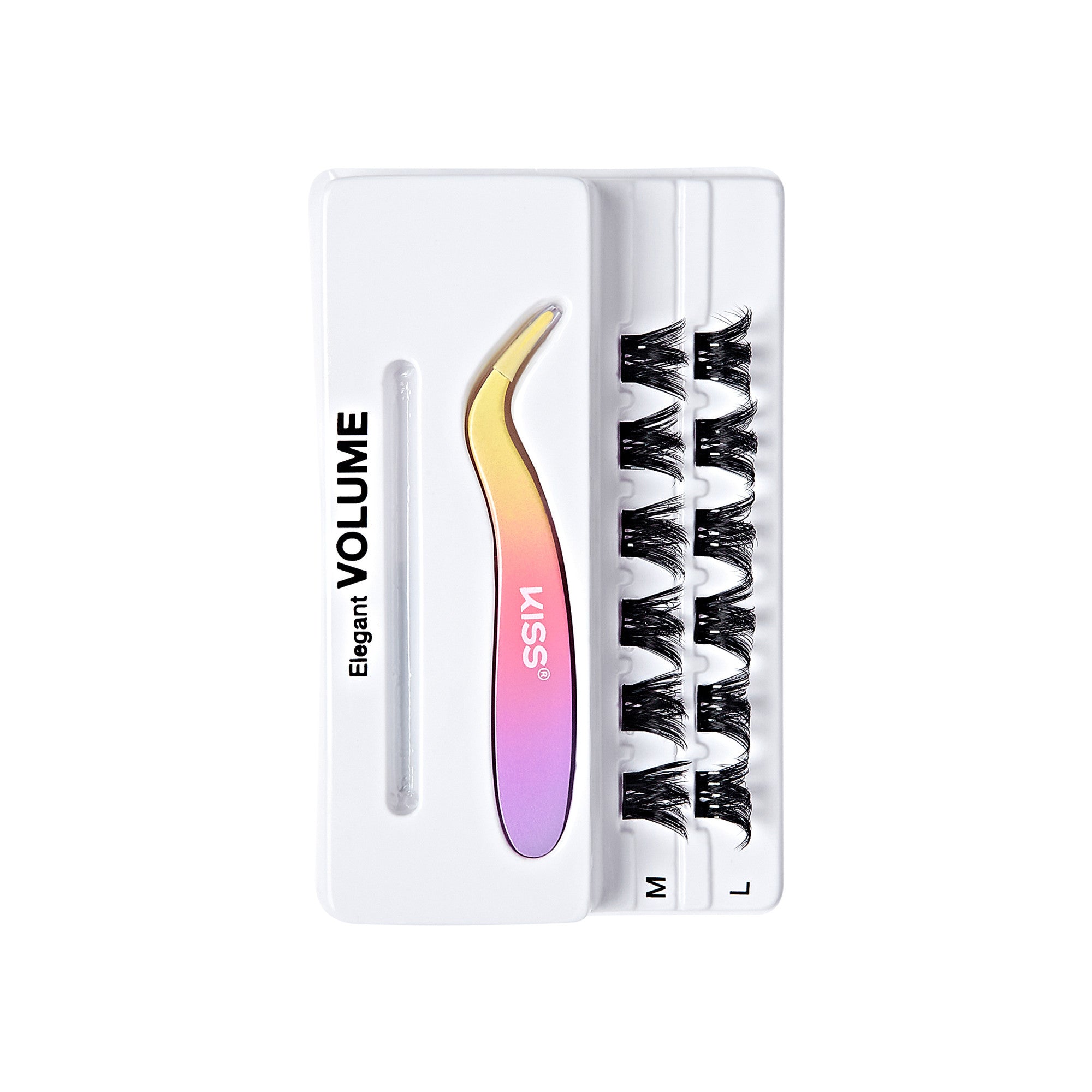 Impress Falsies Self Adhesive Eyelashes, 12 Lash Clusters + Applicator - Elegant
