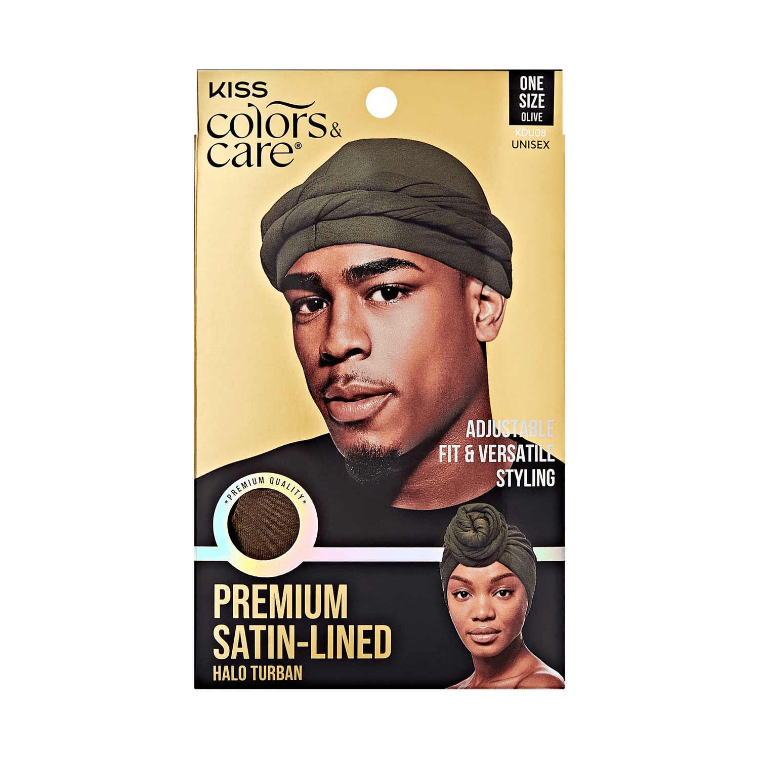 KISS Colors & Care Premium Satin-Lined Halo Turban, Olive