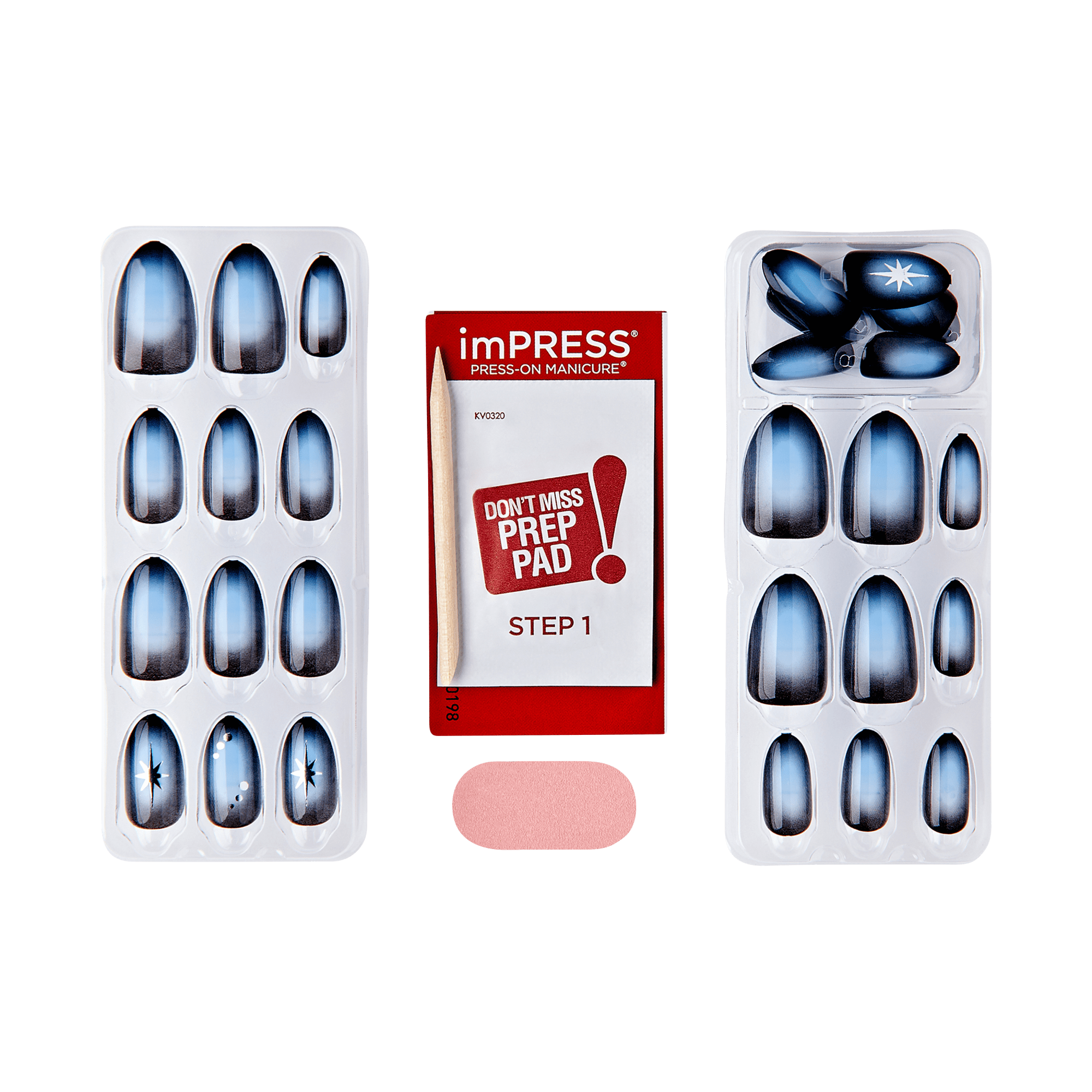 imPRESS Press-On Manicure nails with prep pad, blue ombre design
