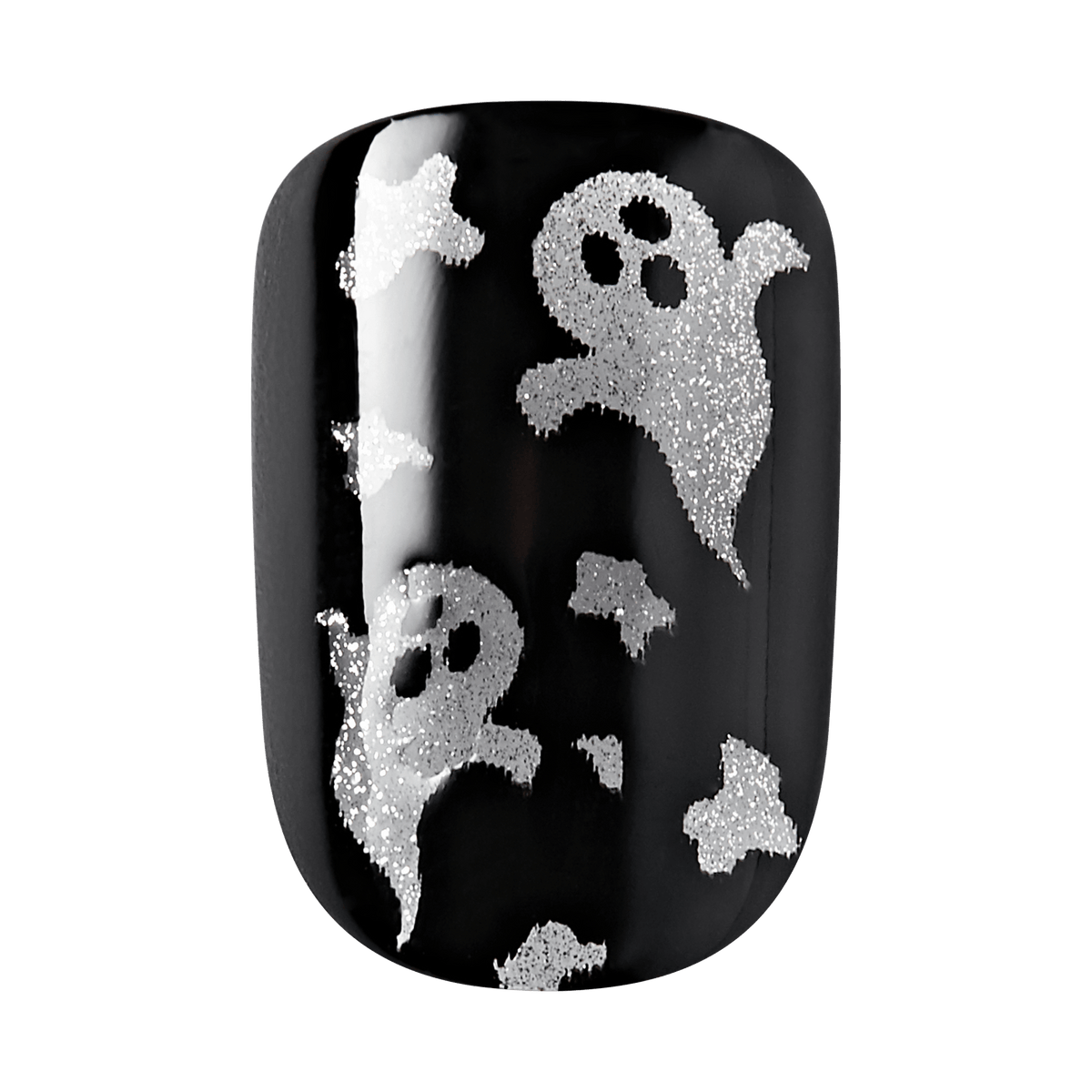 Impress Design Halloween No Glue Fake Press On Nails - Haunt Me | Design, Black, Short, Squoval, Glow In The Dark, Manicure