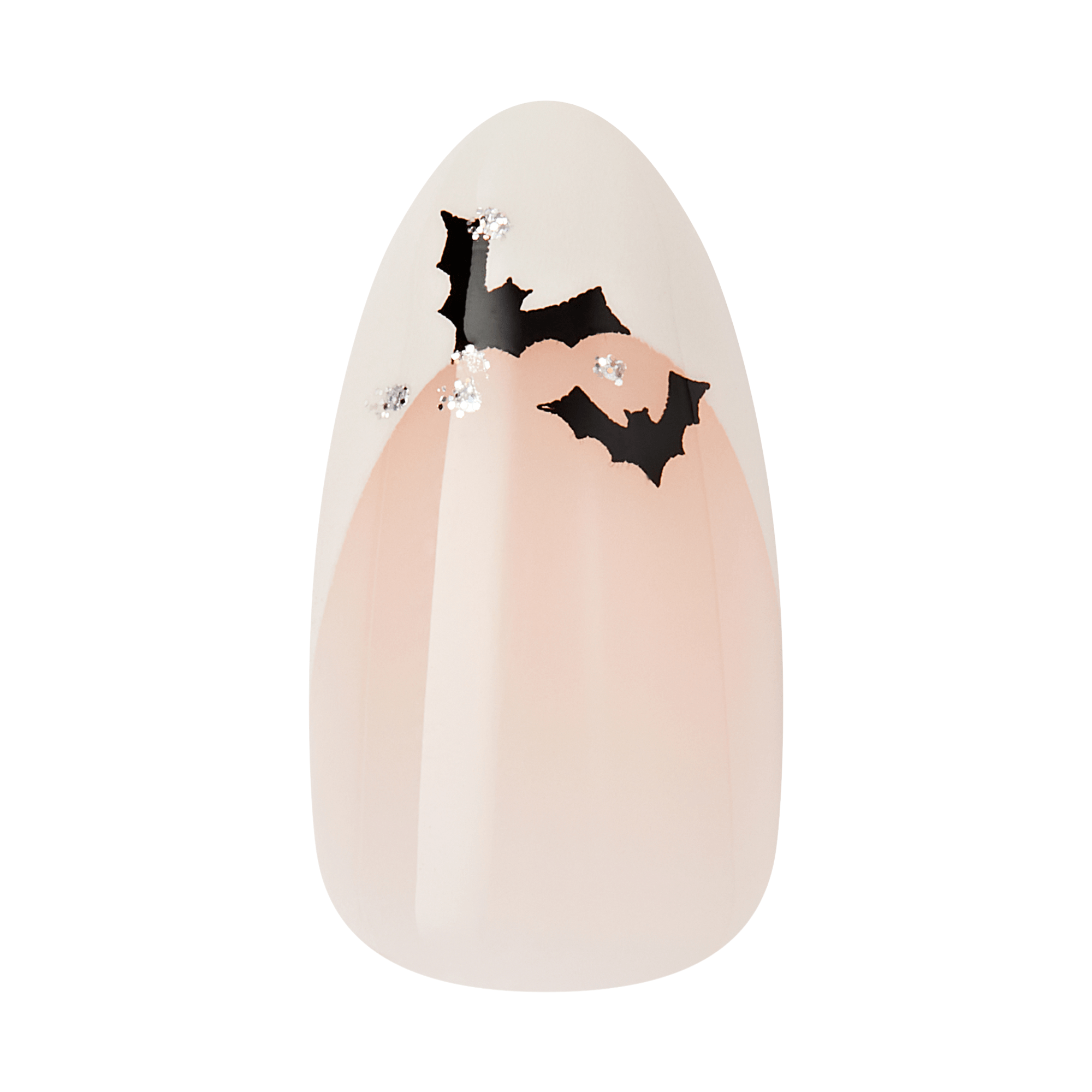 Kiss Haunt Halloween Press On Fake Glue Nails - HalloQueen | French Design, Black & White, Medium, Almond, Glow In The Dark