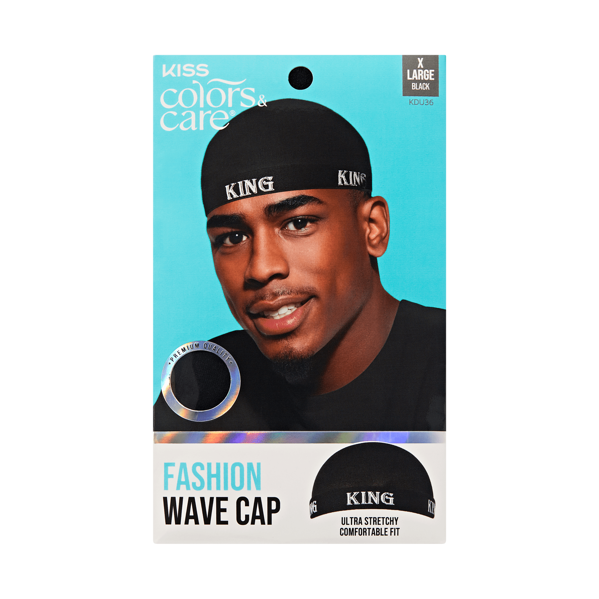 KISS Colors & Care Fashion Wave Cap X Large Black KDU36 packaging