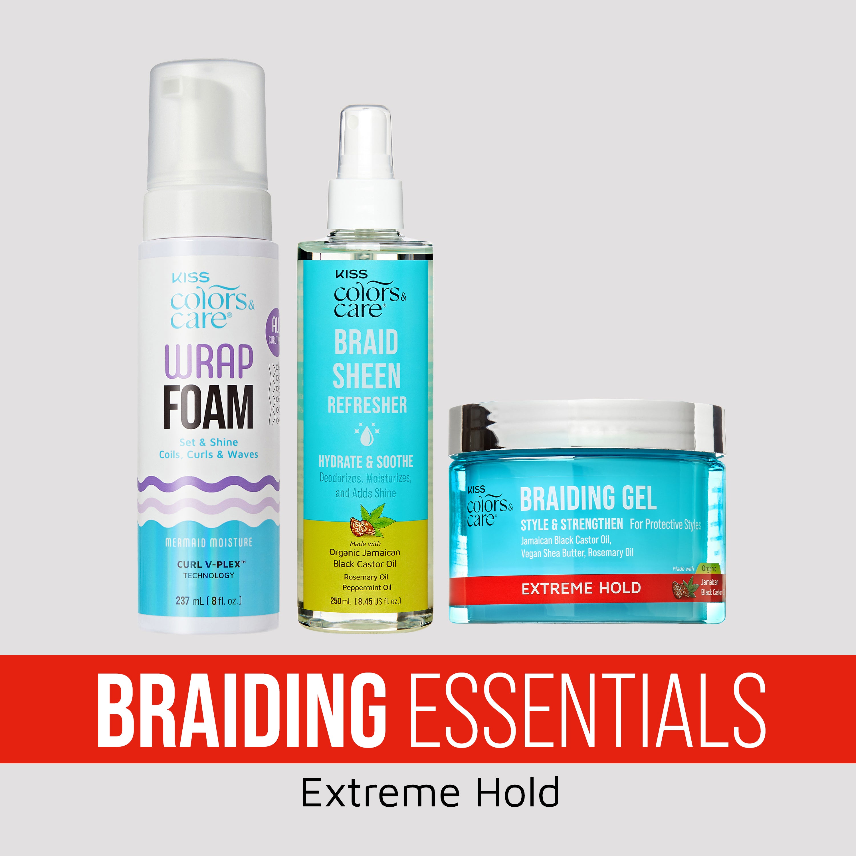 Kiss Colors & Care Braiding Essentials Bundle - Extreme Hold