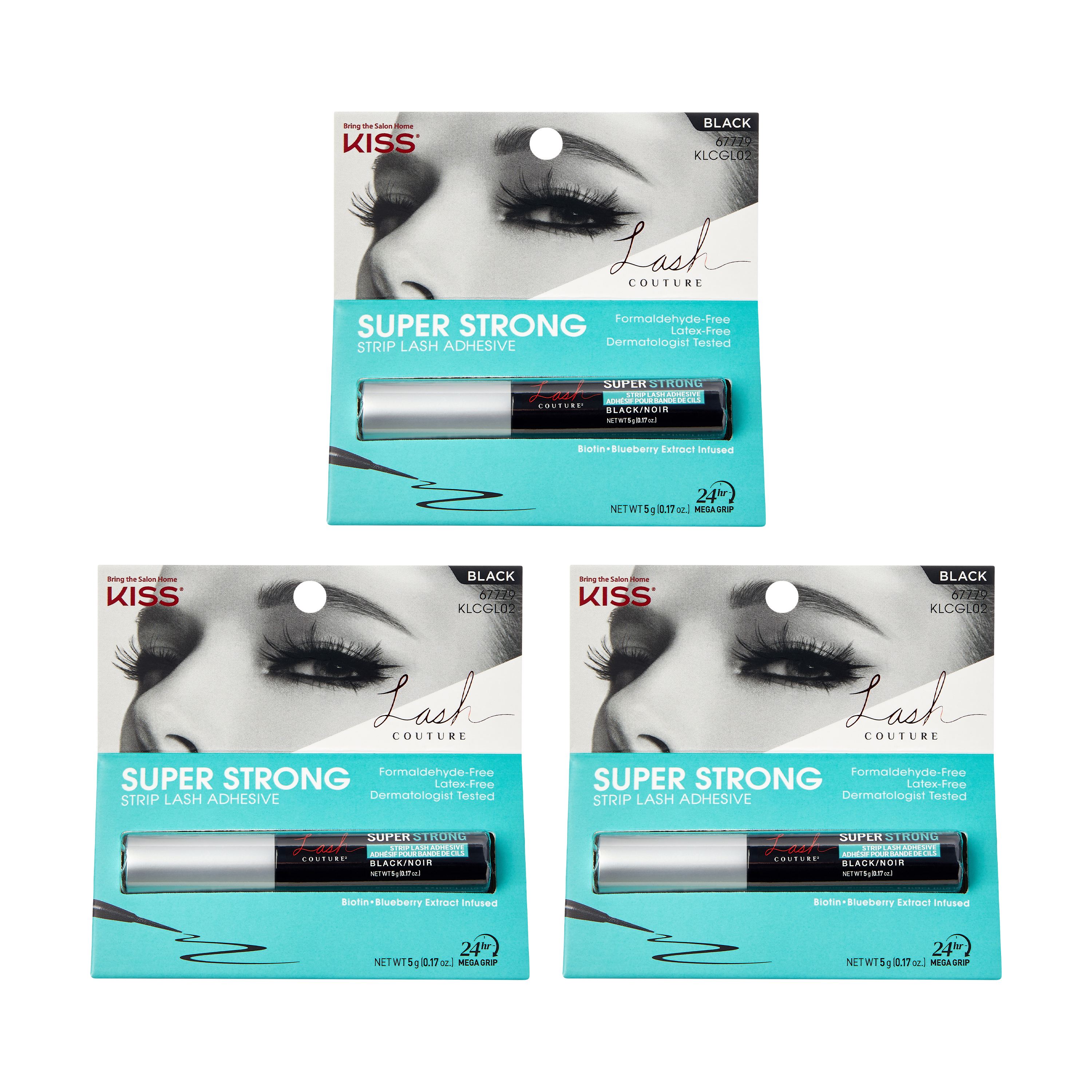 Kiss Lash Couture Strip Lash Adhesive – Black 3-Pack