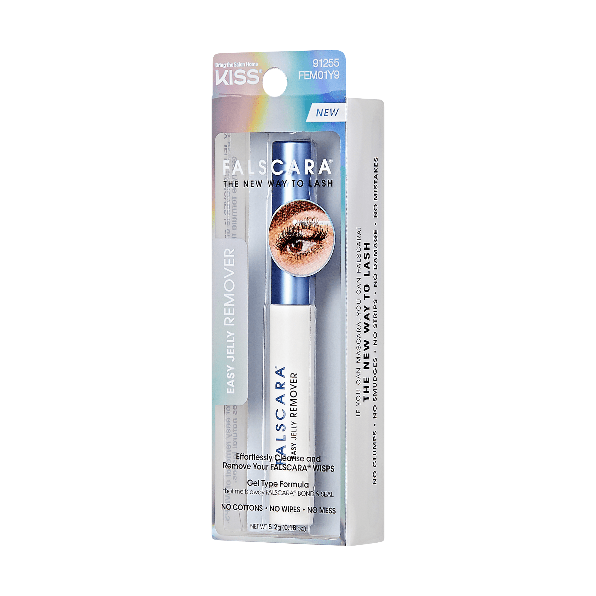Falscara eyelash remover with packaging on a white background