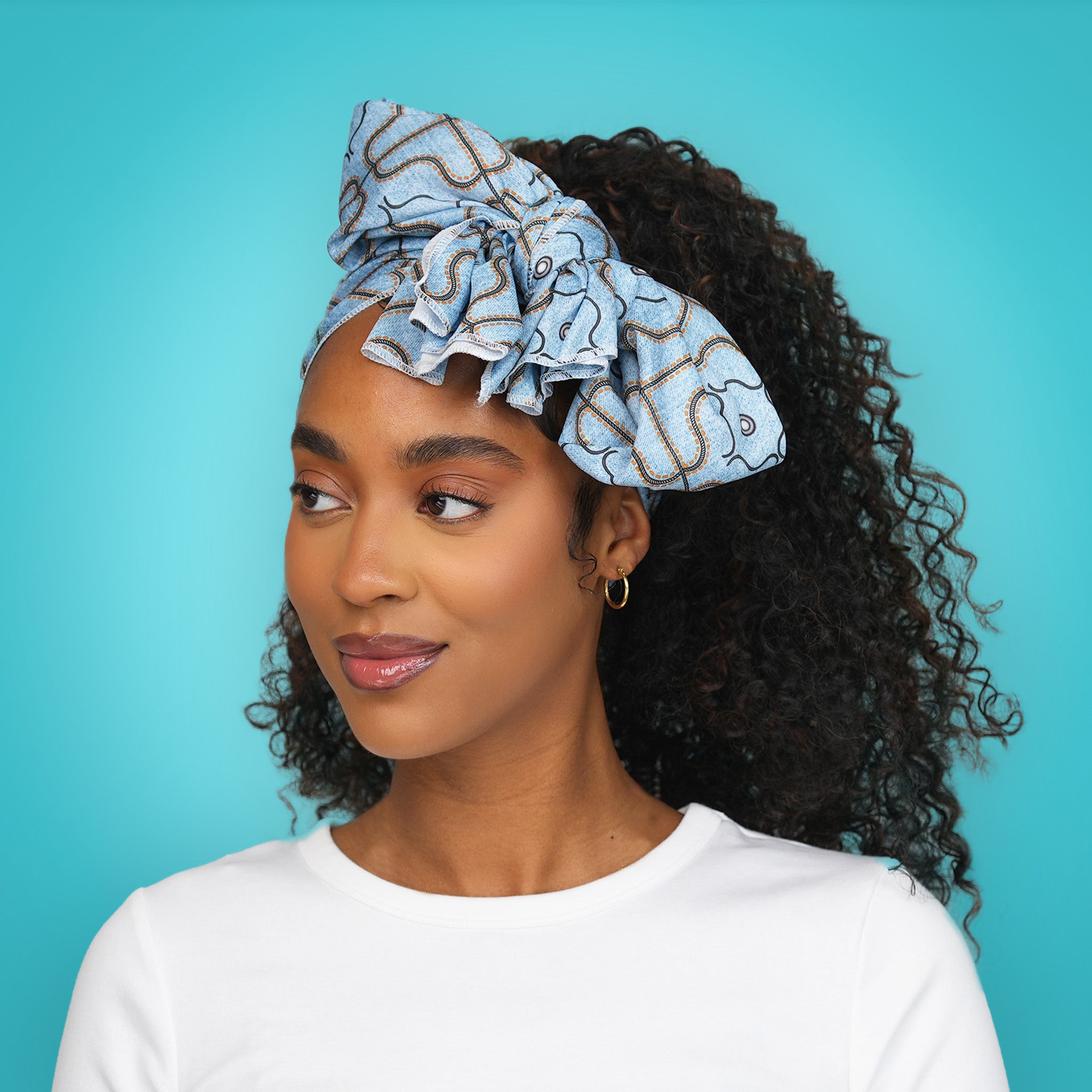 Kiss Colors & Care Limited Edition BIFC Satin Wrap Scarf - Samaria Leah | Head Scarf, Hair Scarf, 60"L x 16"W, Hair Accessories