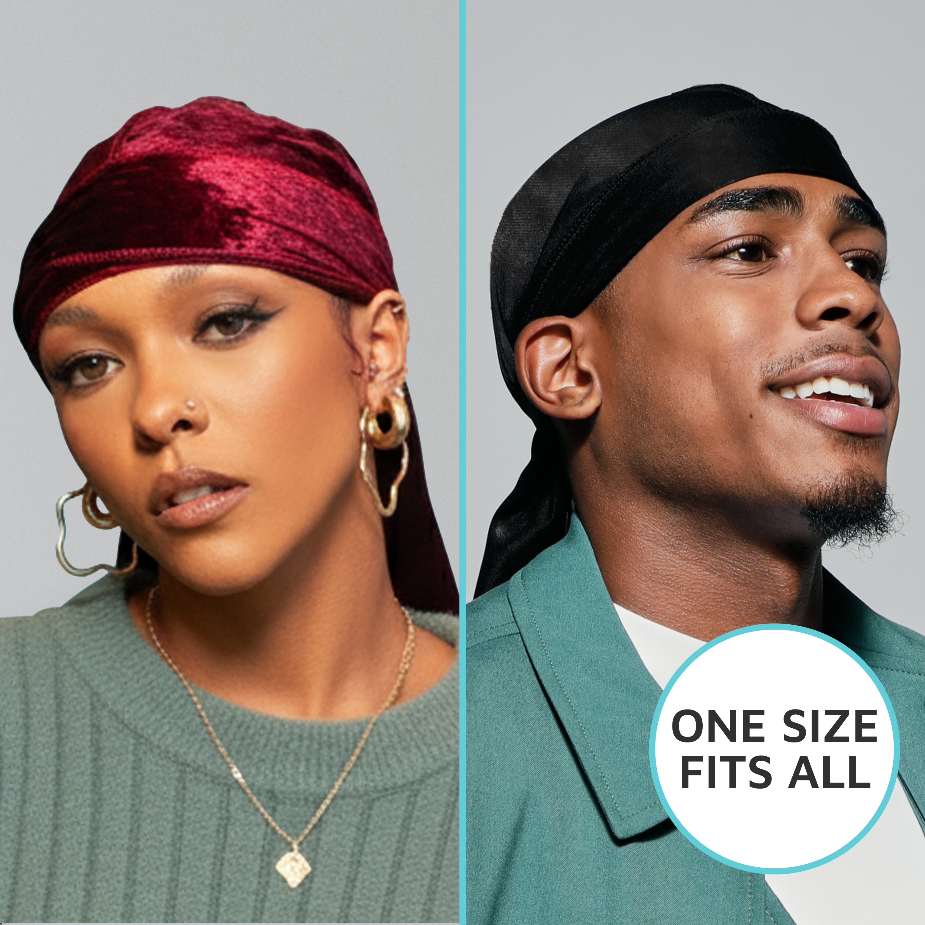 KISS Colors & Care Power Wave Velvet Luxe Durag, Burgundy