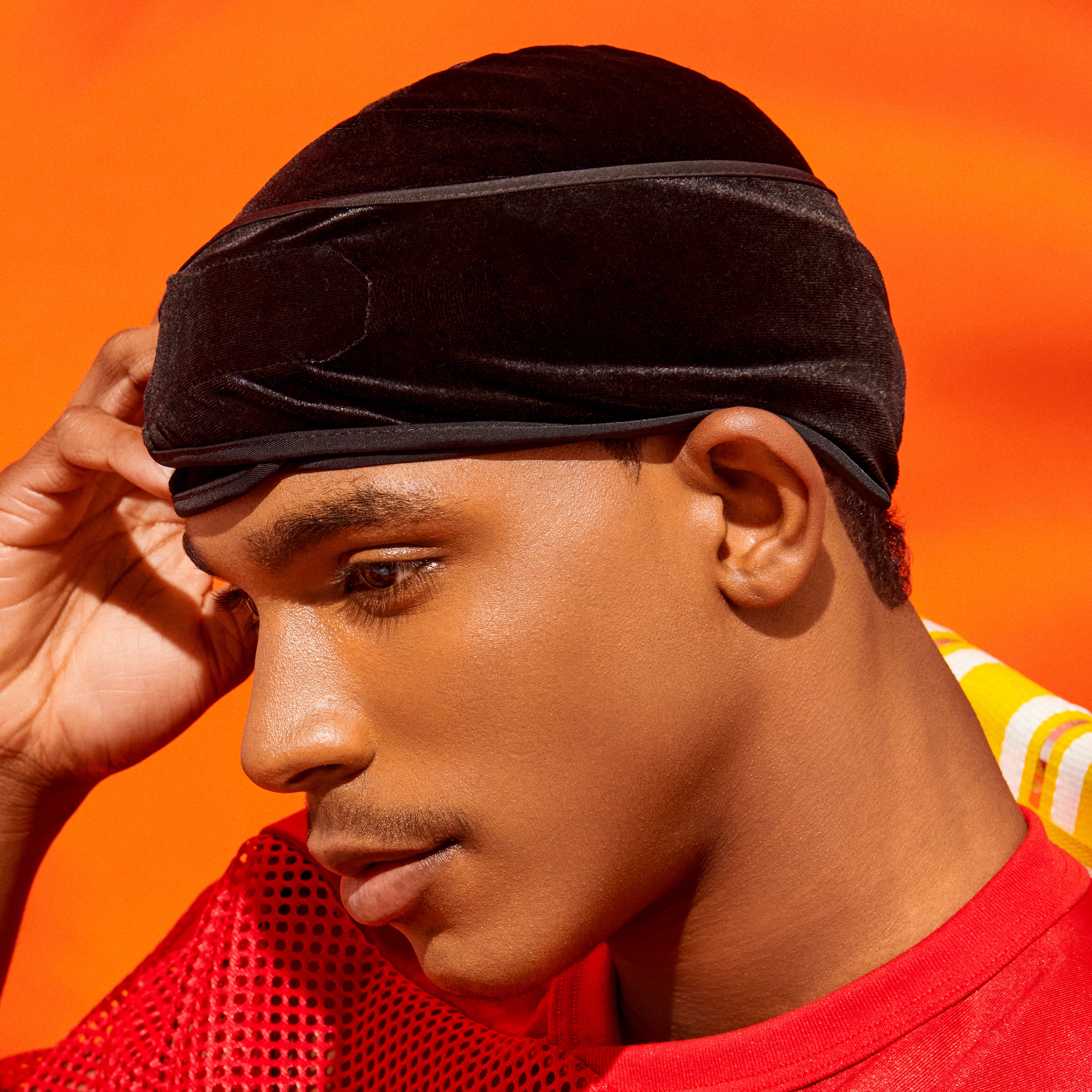 KISS Colors & Care Compress-Rag Power Wave Luxe Velvet Durag, Black