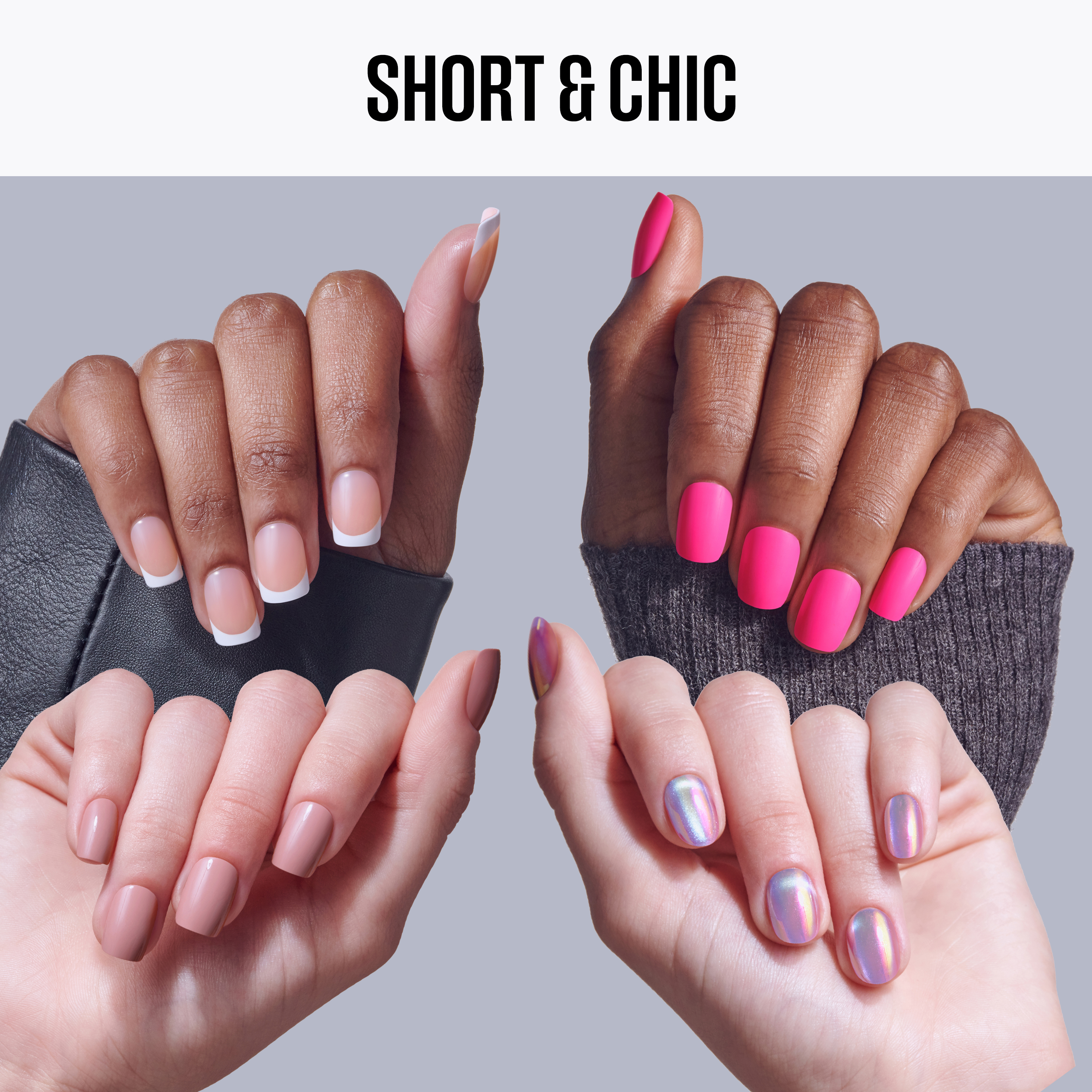 Kiss Press On Glue Nails Bundle - Short & Chic