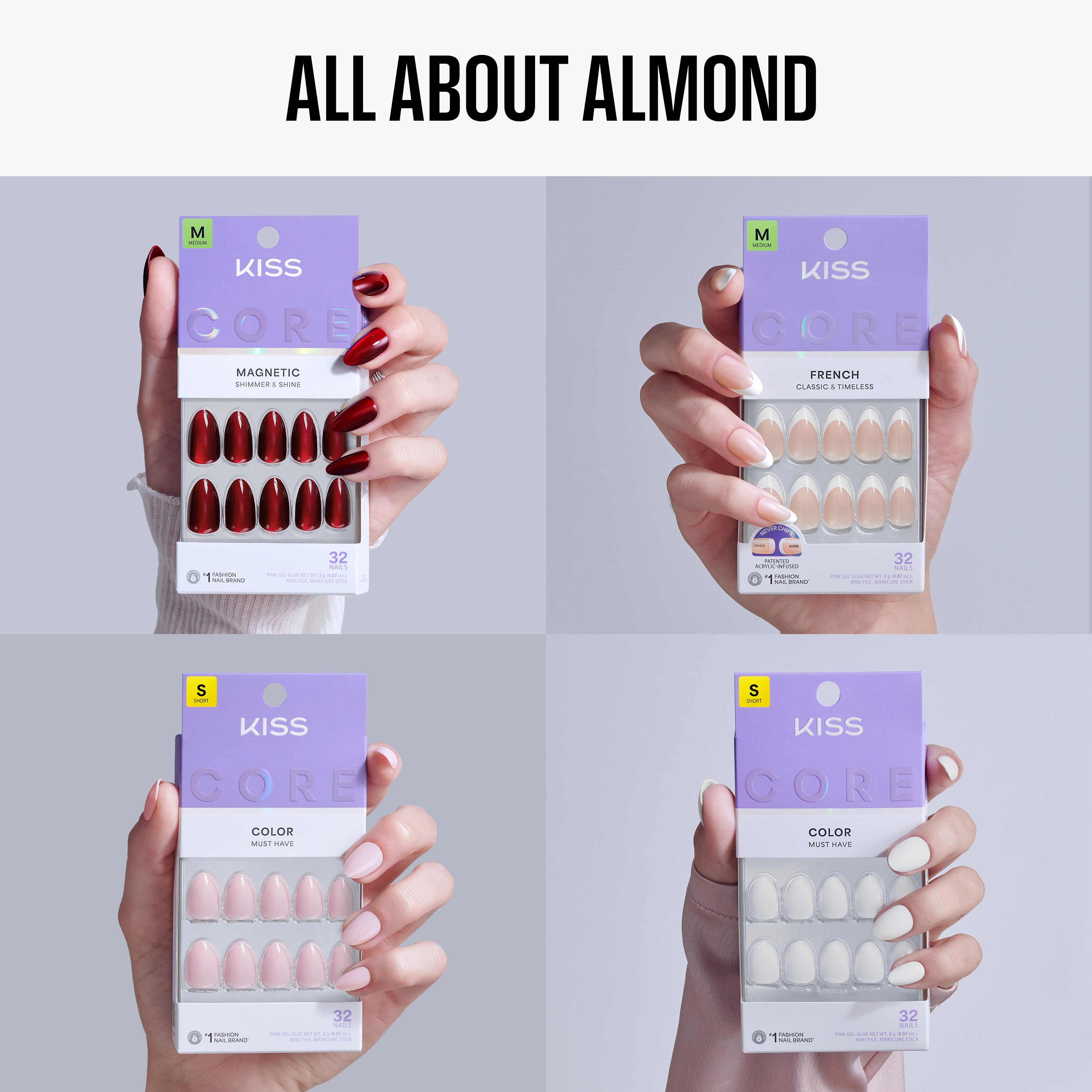 Kiss Press On Glue Nails Bundle - All About Almond