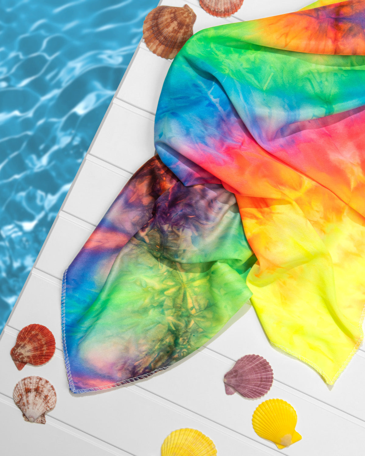 Kiss Colors & Care Soft Satin Wrap Scarf - Tie Dye | Head Scarf, Hair Scarf, 60"L x 16"W, Hair Accessories