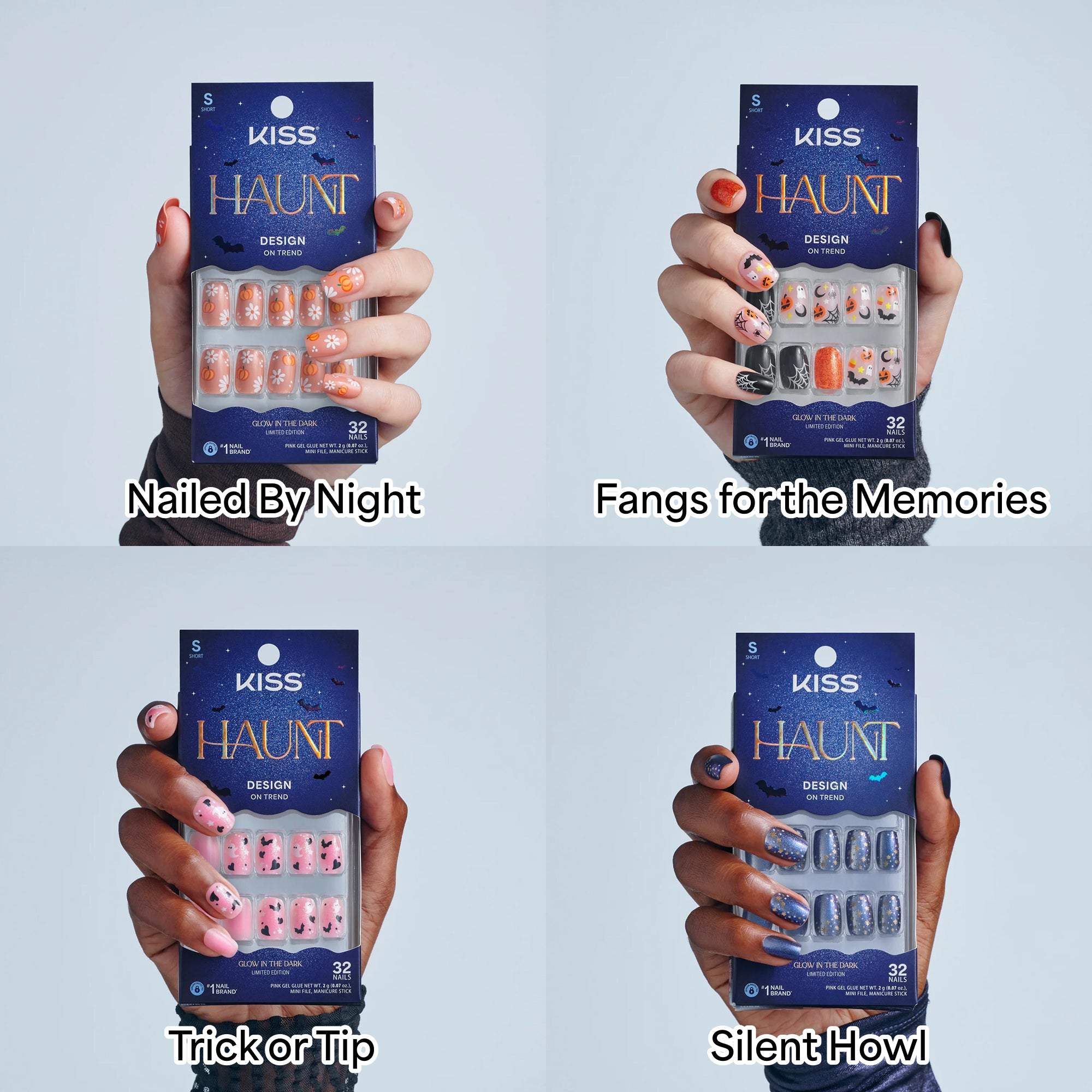 Kiss Haunt Design Press-On Fake Nails Halloween Bundle - Spirited Shorts