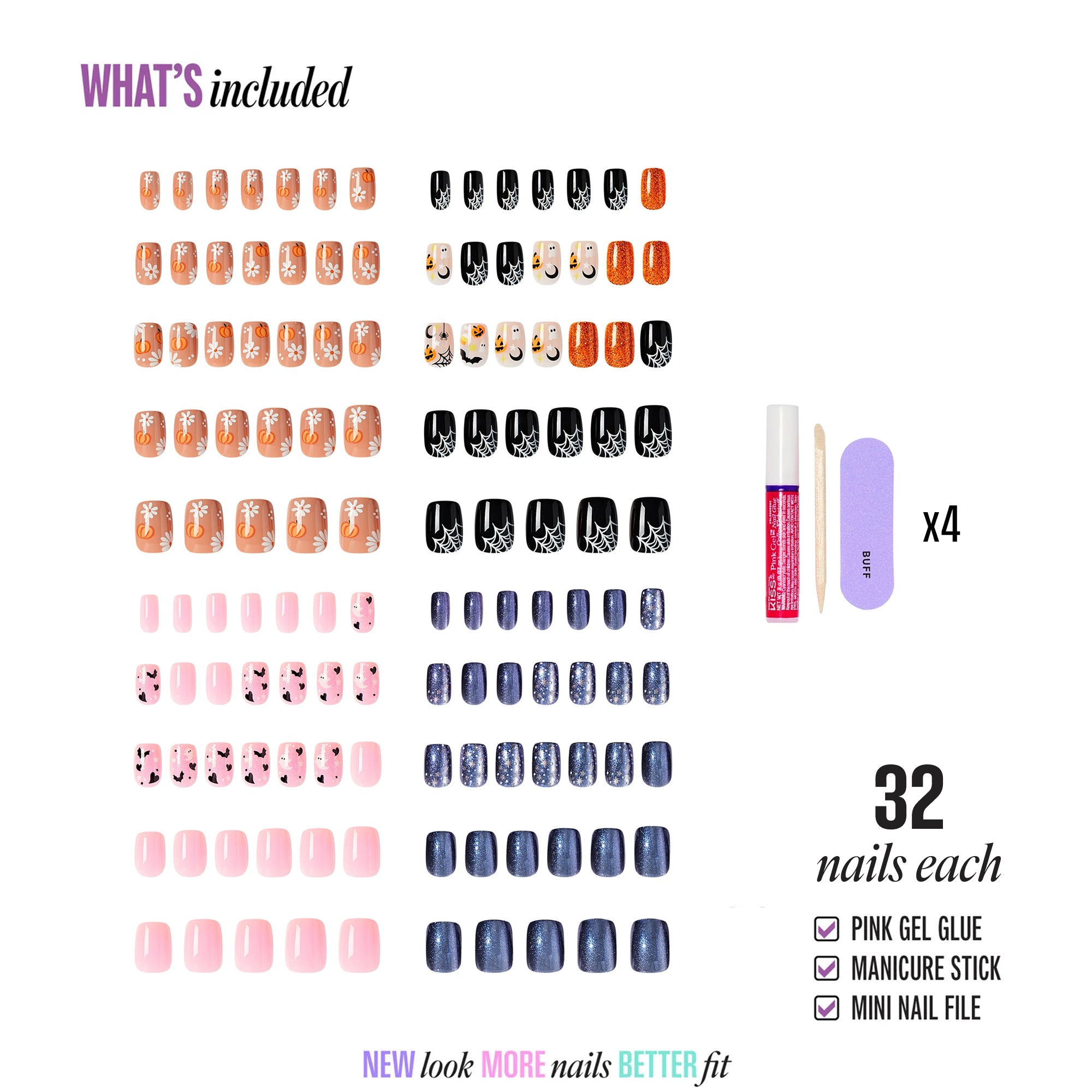 Kiss Haunt Design Press-On Fake Nails Halloween Bundle - Spirited Shorts