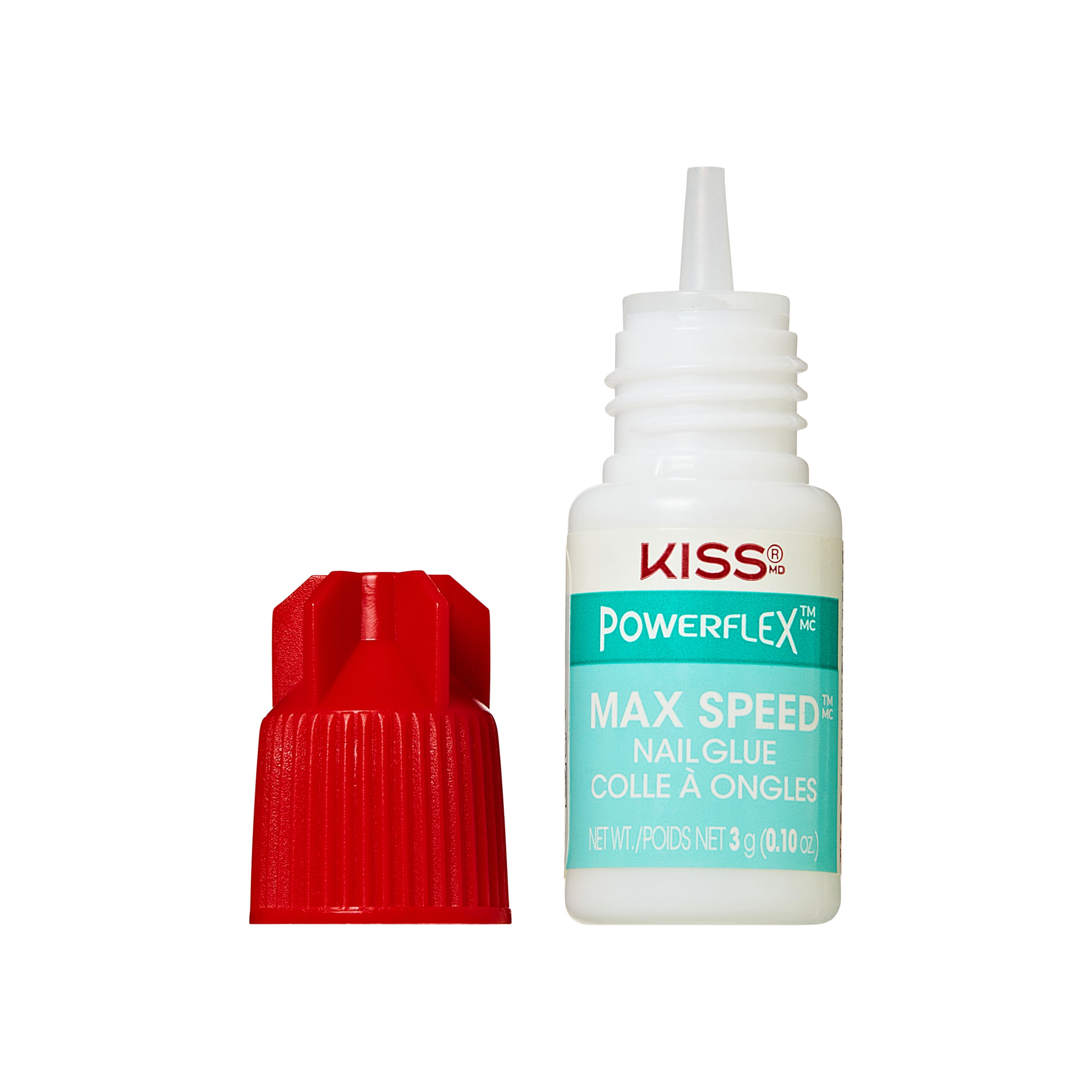 KISS Powerflex Max Speed Nail Glue 3g with red cap displayed open