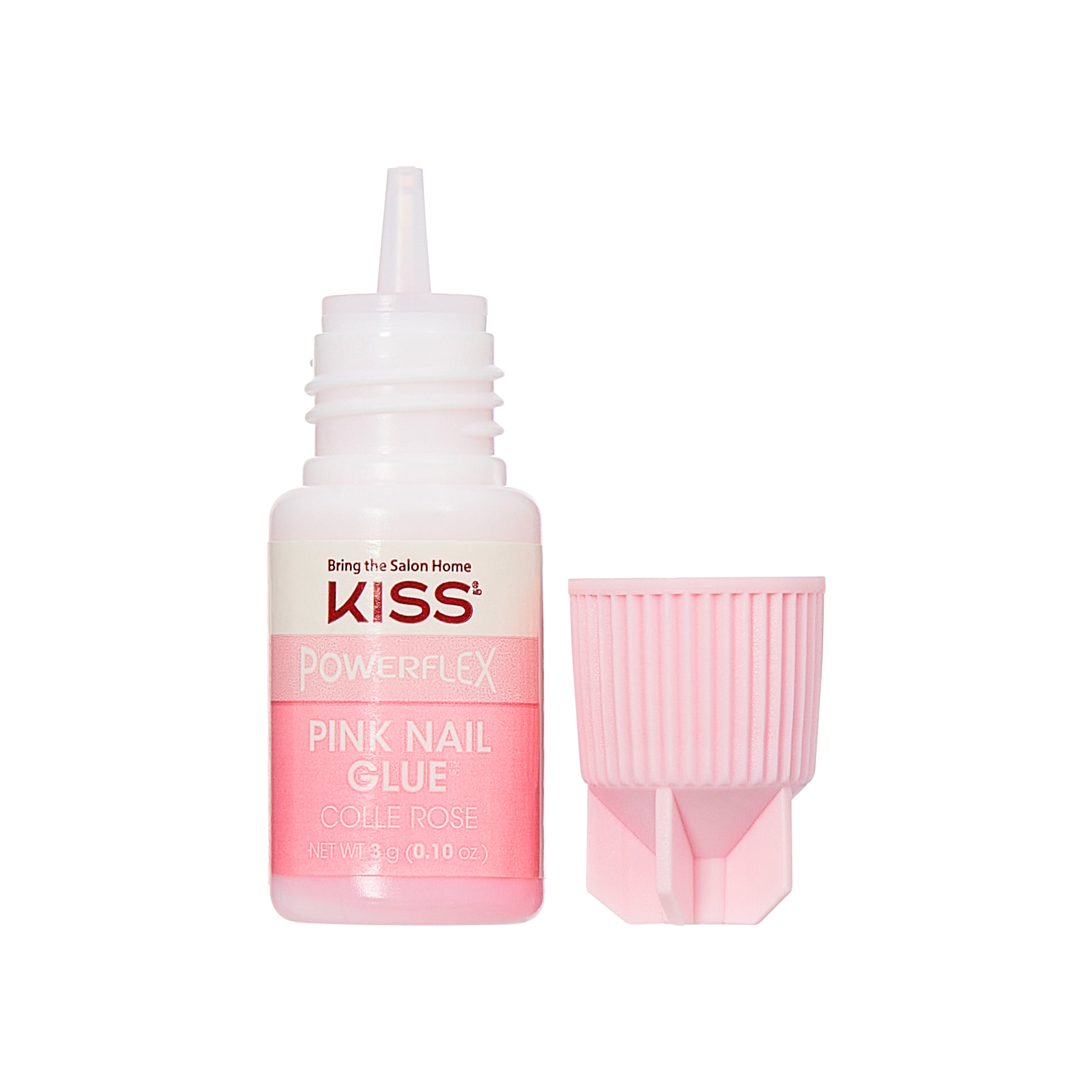 KISS PowerFlex Pink Nail Glue 3g bottle with brush applicator cap