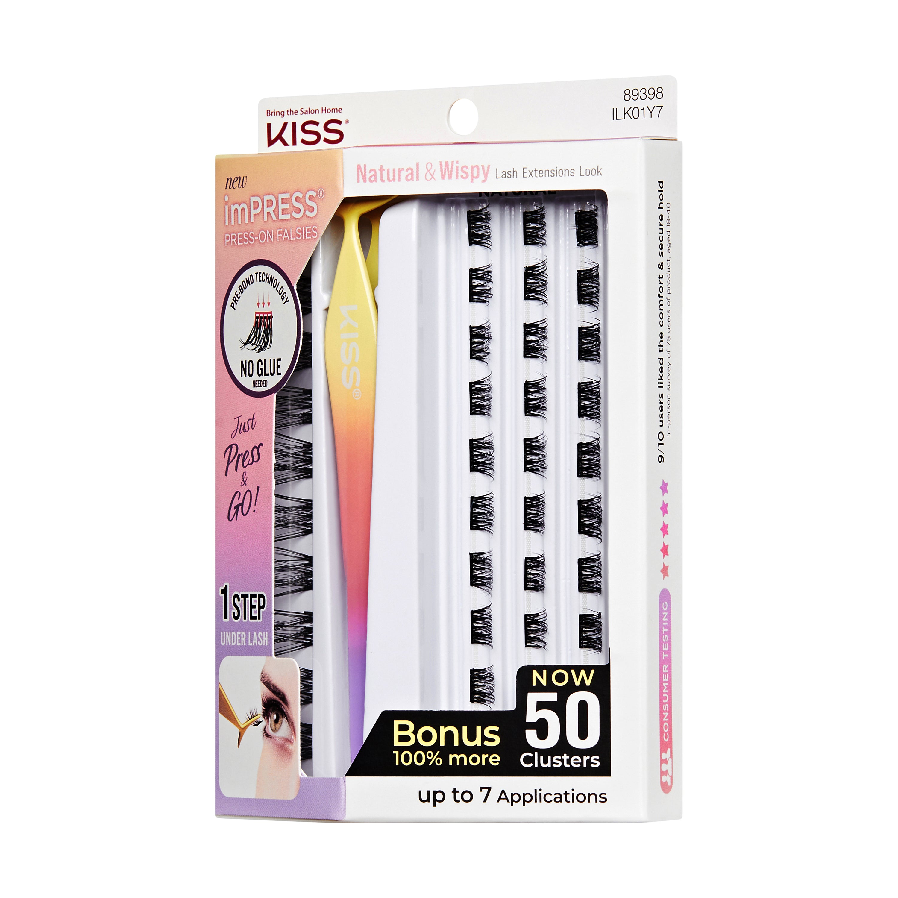 imPRESS Falsies Self Adhesive Eyelashes, 50 Lash Clusters - Natural & Wispy