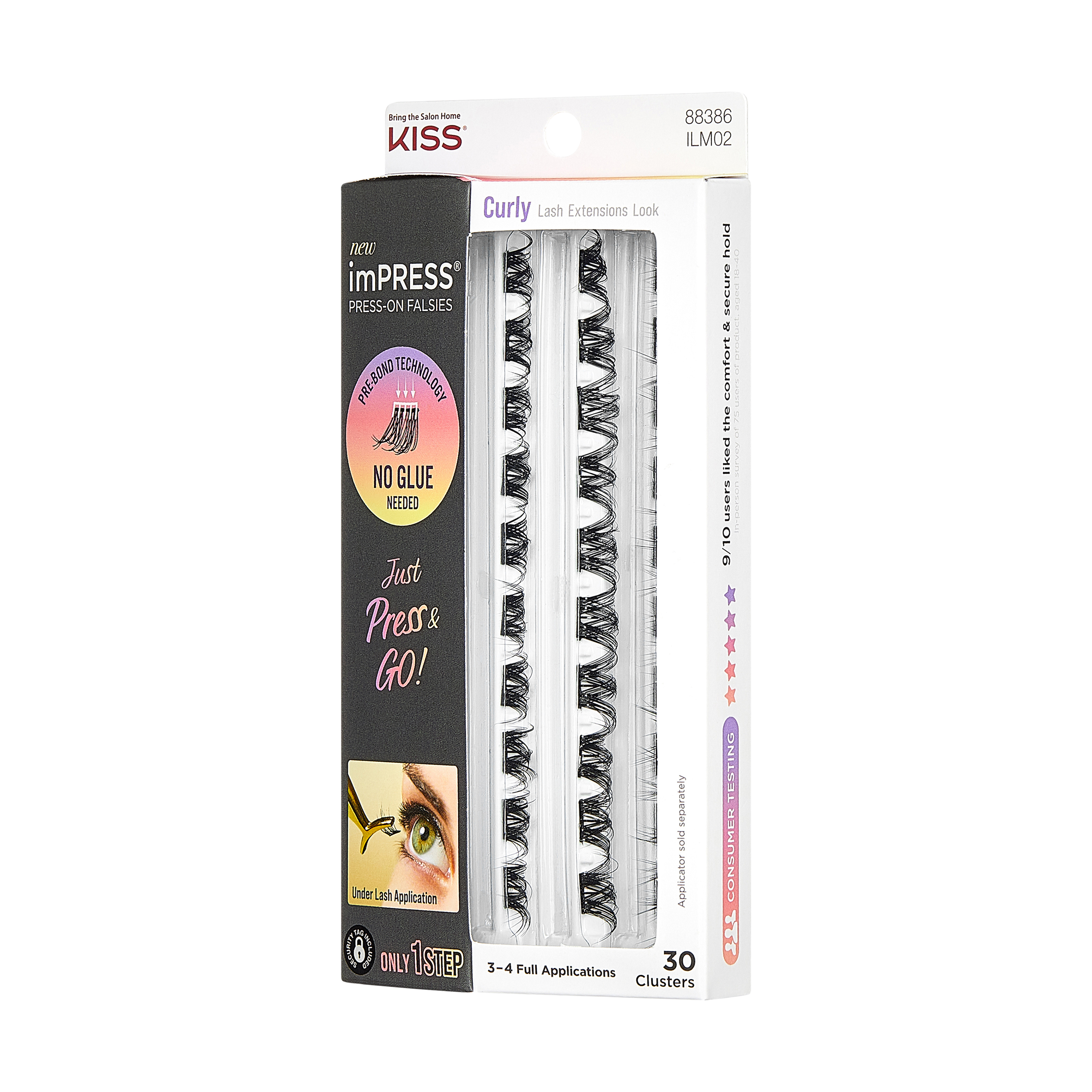 Impress Falsies Self Adhesive Eyelashes Refills 30 Clusters - Curly