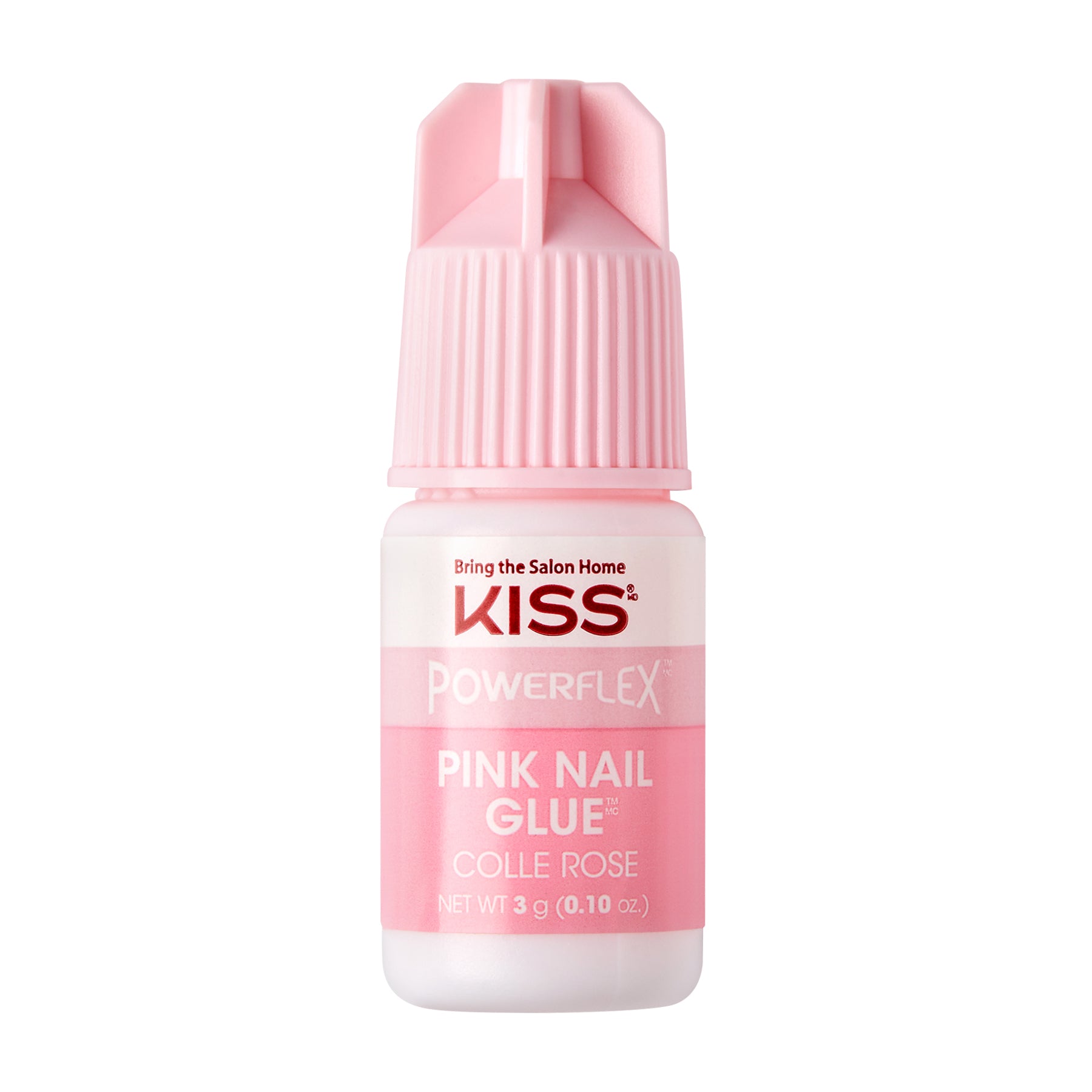 KISS PowerFlex Pink Nail Glue 3g bottle with pink cap