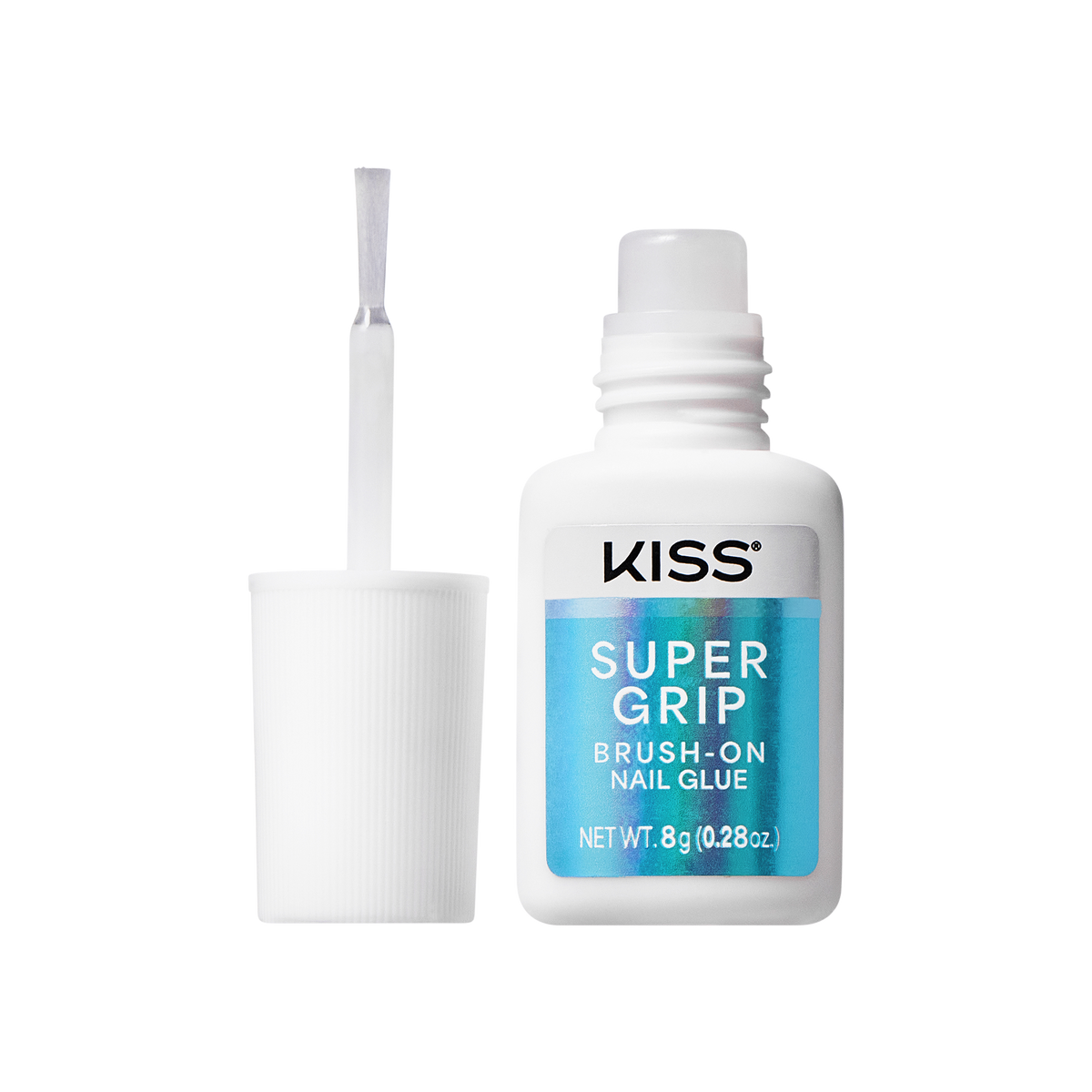 Kiss SuperGrip Brush-On Nail Glue | Nail Adhesive, Press-On Glue, Vitamin E Infused, Long-Lasting Wear, Clean & Strong, 0.28 oz.
