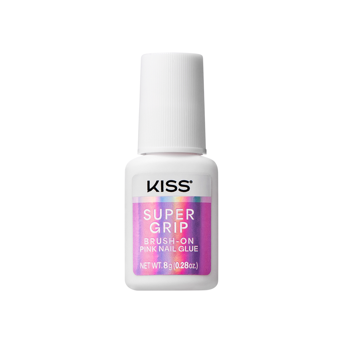 Kiss SuperGrip Brush-On Pink Nail Glue | Nail Adhesive, Press-On Glue, Vitamin E Infused, Long-Lasting Wear, Clean & Strong, Pink Tint, 0.28 oz.