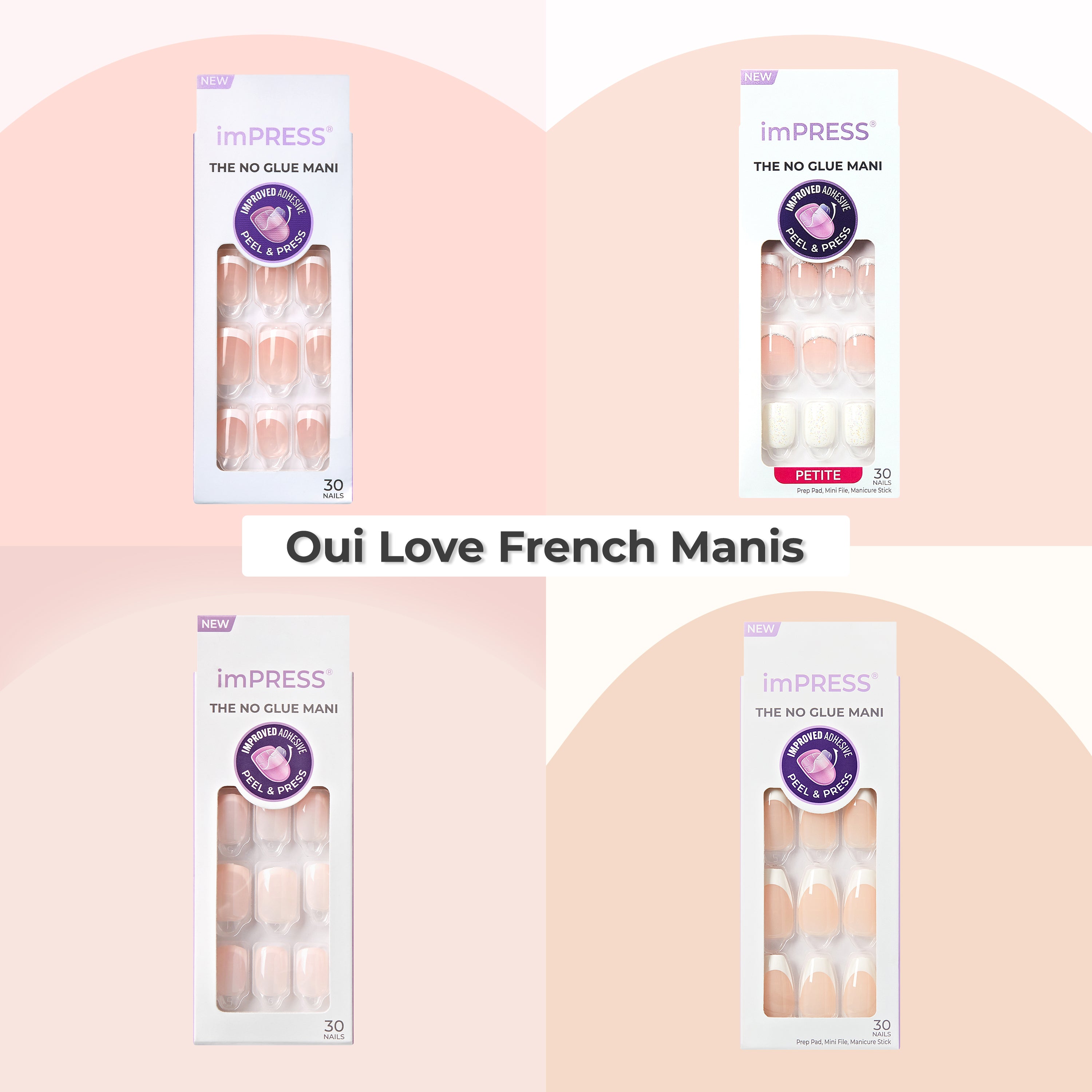 imPRESS THE NO GLUE MANI French manicure nail sets in four styles