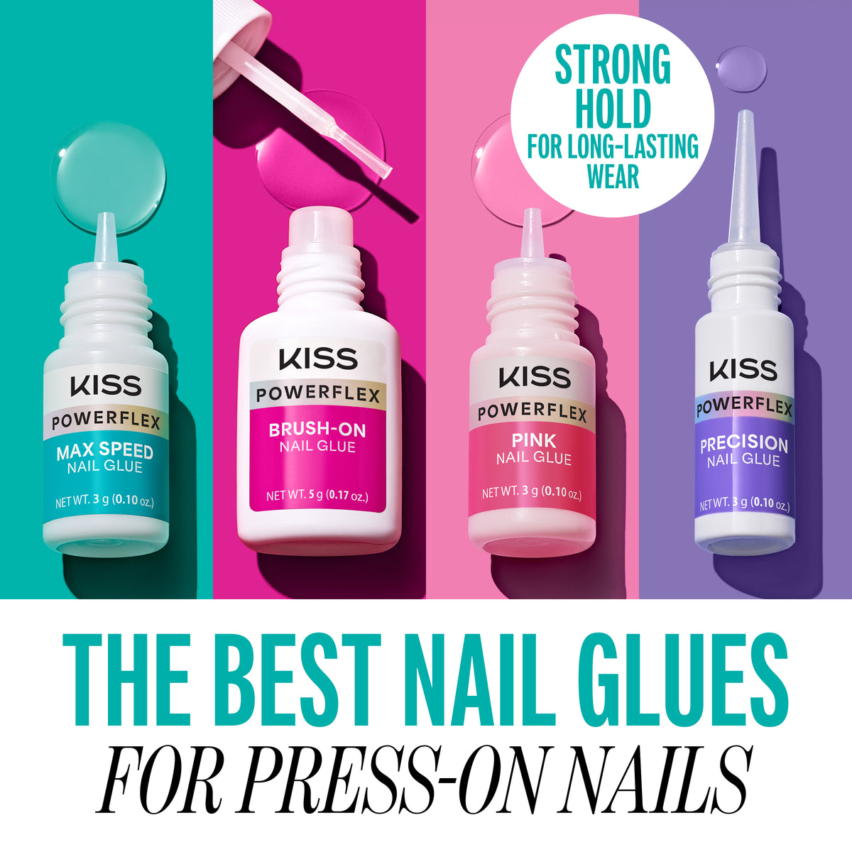 Kiss PowerFlex Maximum Speed Fake Nail Glue - 0.10 oz. | Nail Adhesive, Press-On Glue, Fast Drying, Strong Hold