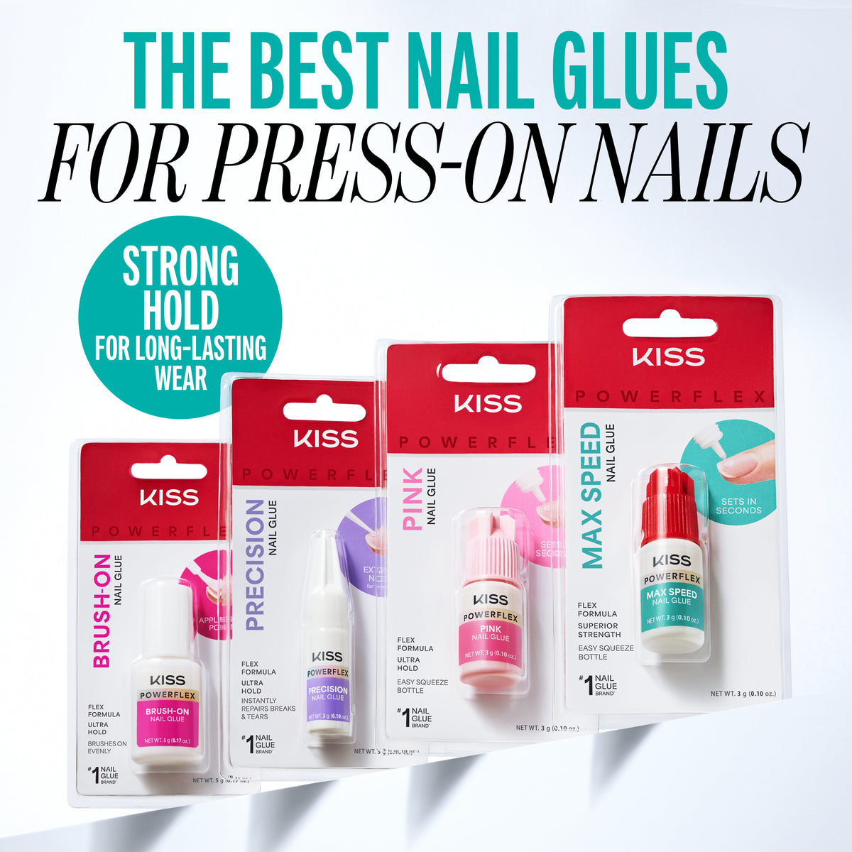 Kiss PowerFlex Maximum Speed Fake Nail Glue - 0.10 oz. | Nail Adhesive, Press-On Glue, Fast Drying, Strong Hold
