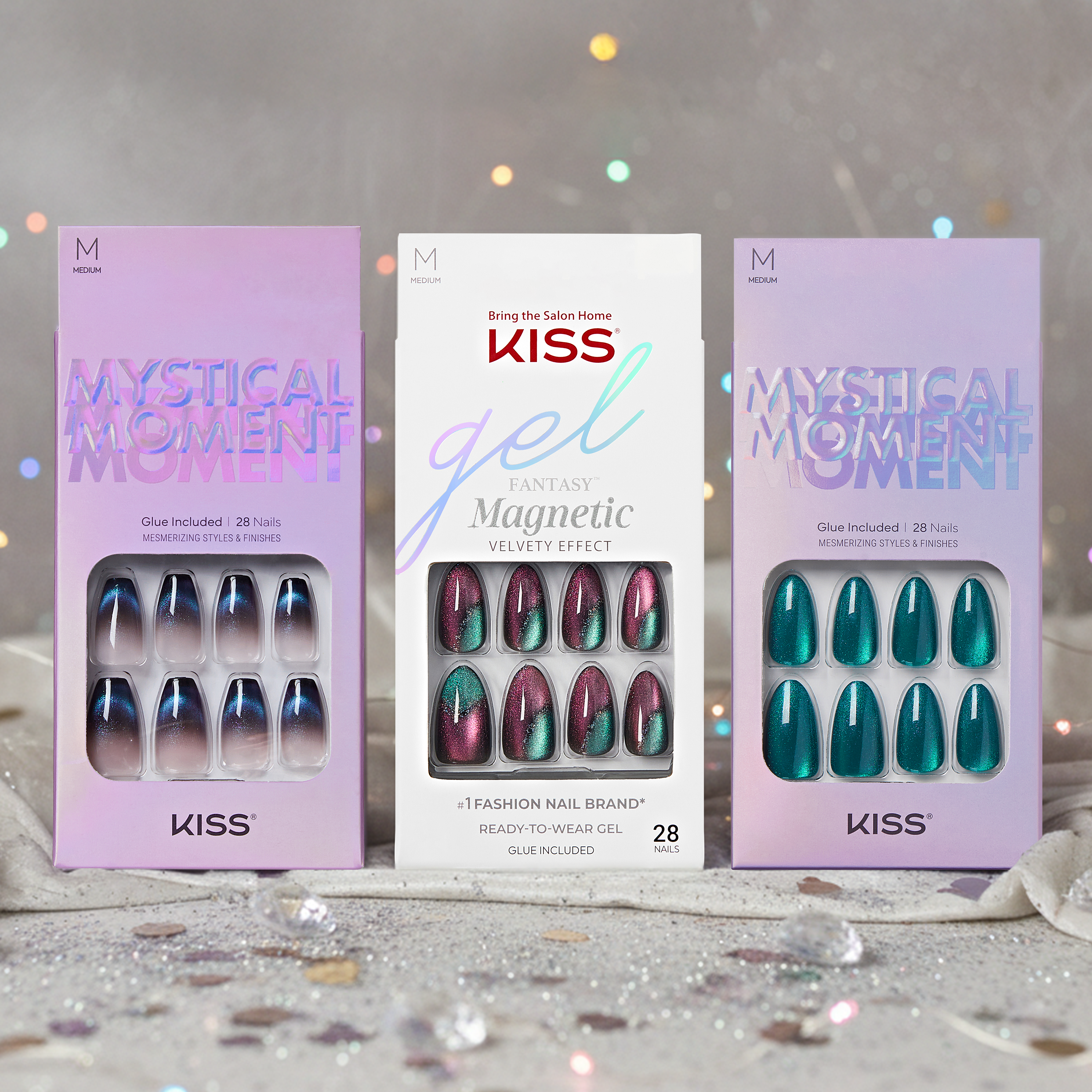 KISS Press On Glue Nails Fall Bundle - Shimmery Faves