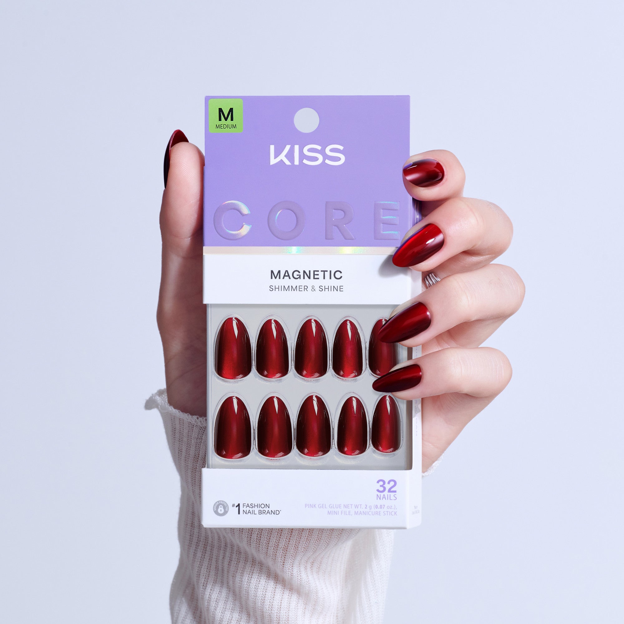 KISS CORE Magnetic Press On Glue Nails - Apple Blossom