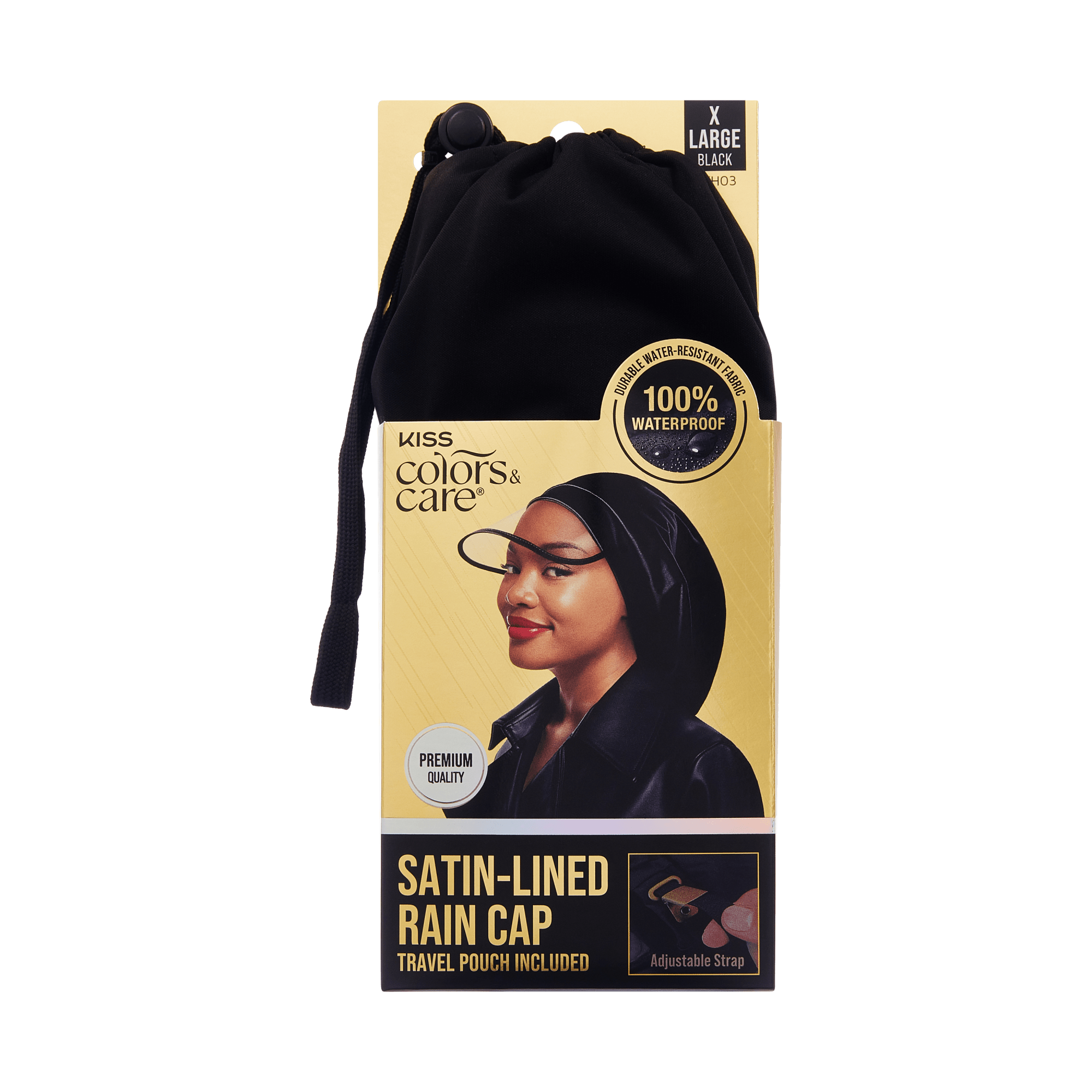 KISS Colors & Care Satin-Lined Premium Rain Cap - Black