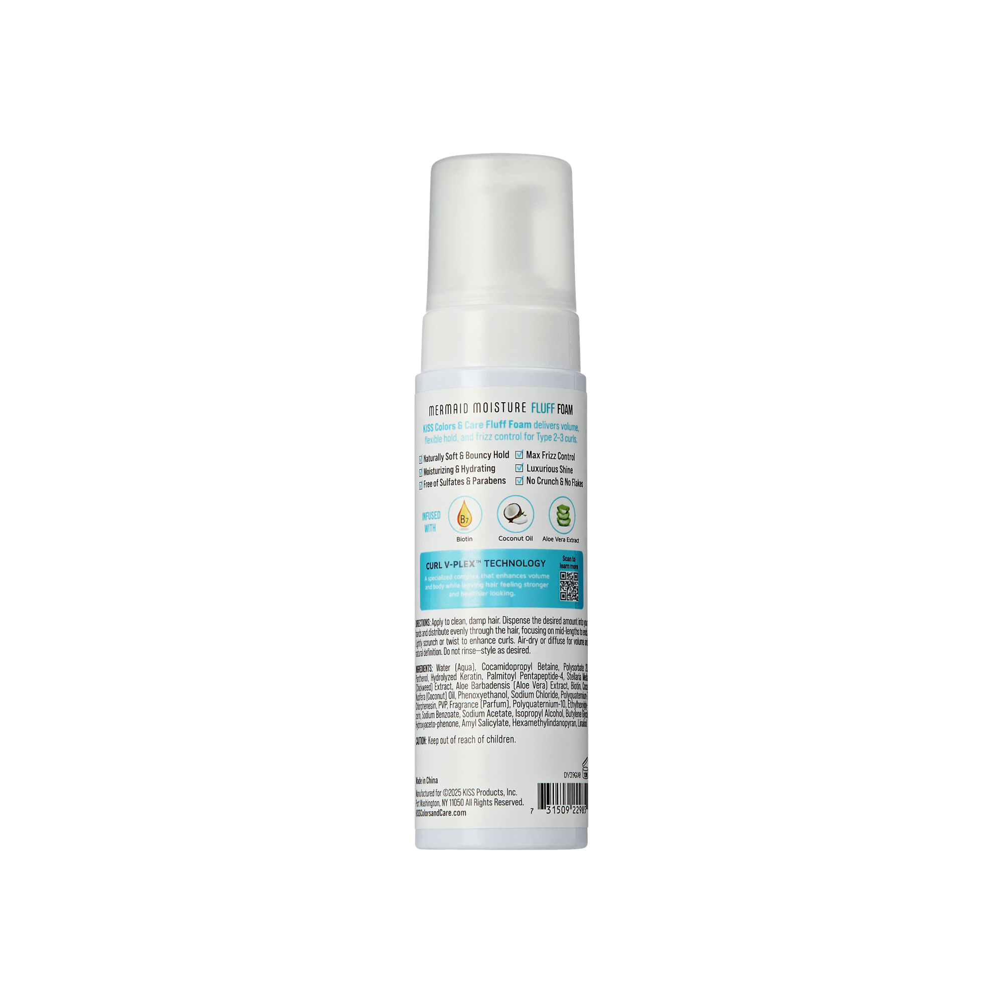 Mermaid Moisture Fluff Foam hair styling product with Curl-V-Plex technology