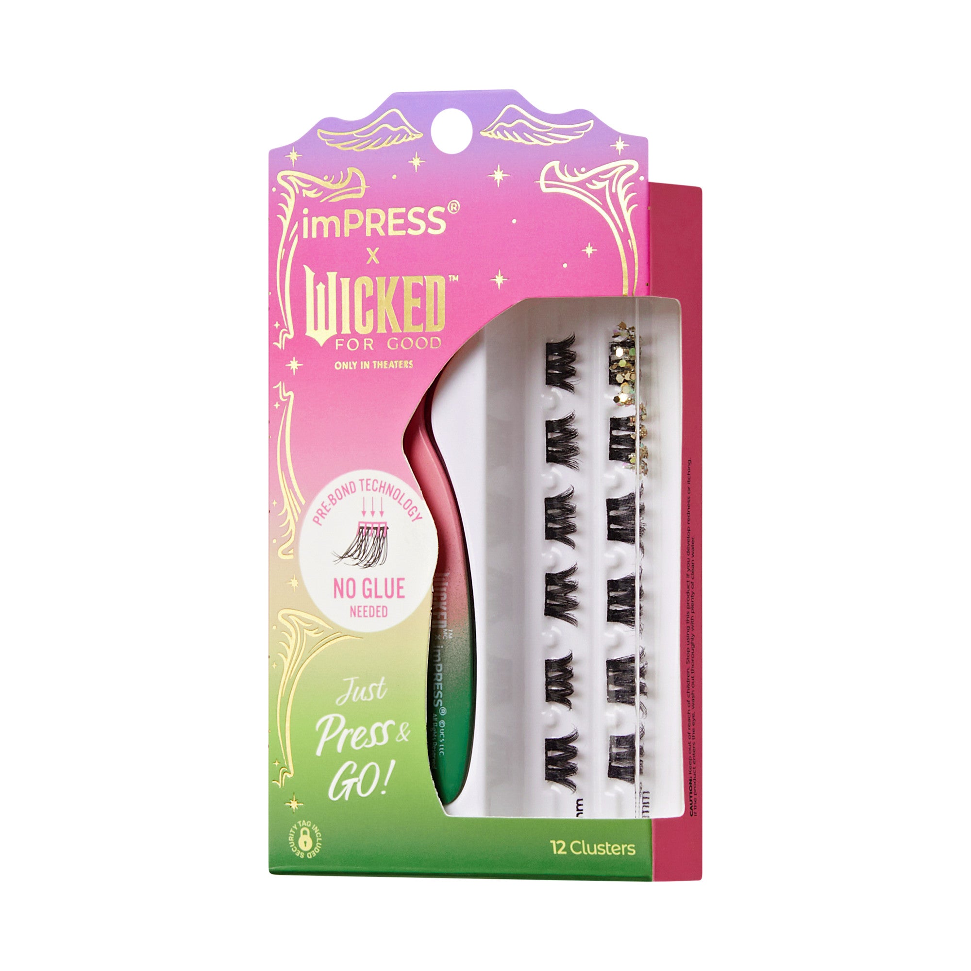 imPRESS x Wicked For Good press-on lashes, 12 clusters, no glue needed