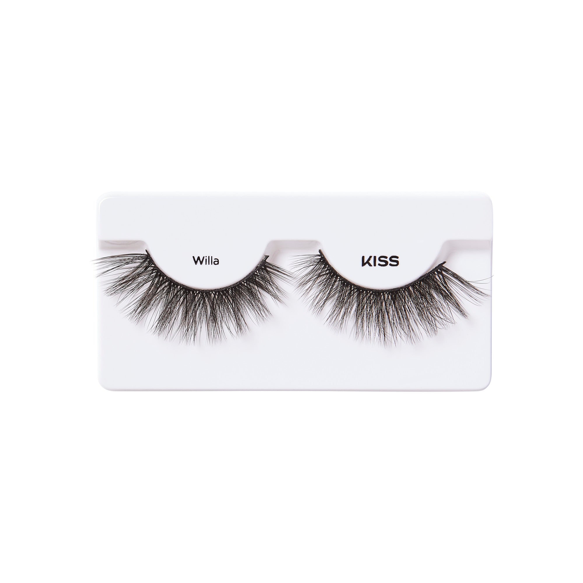 Kiss Willa false eyelashes on white packaging strip