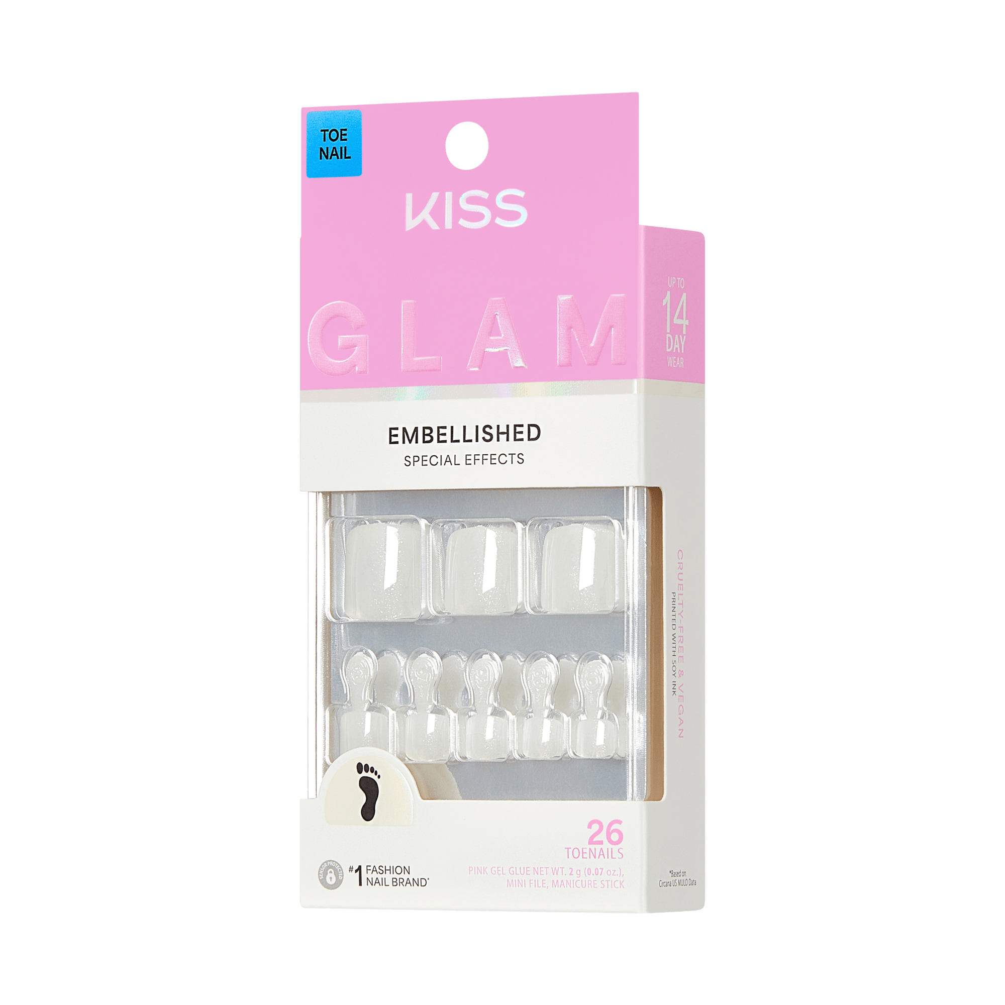 KISS GLAM Press On Glue Toenails- Twinkle Toes