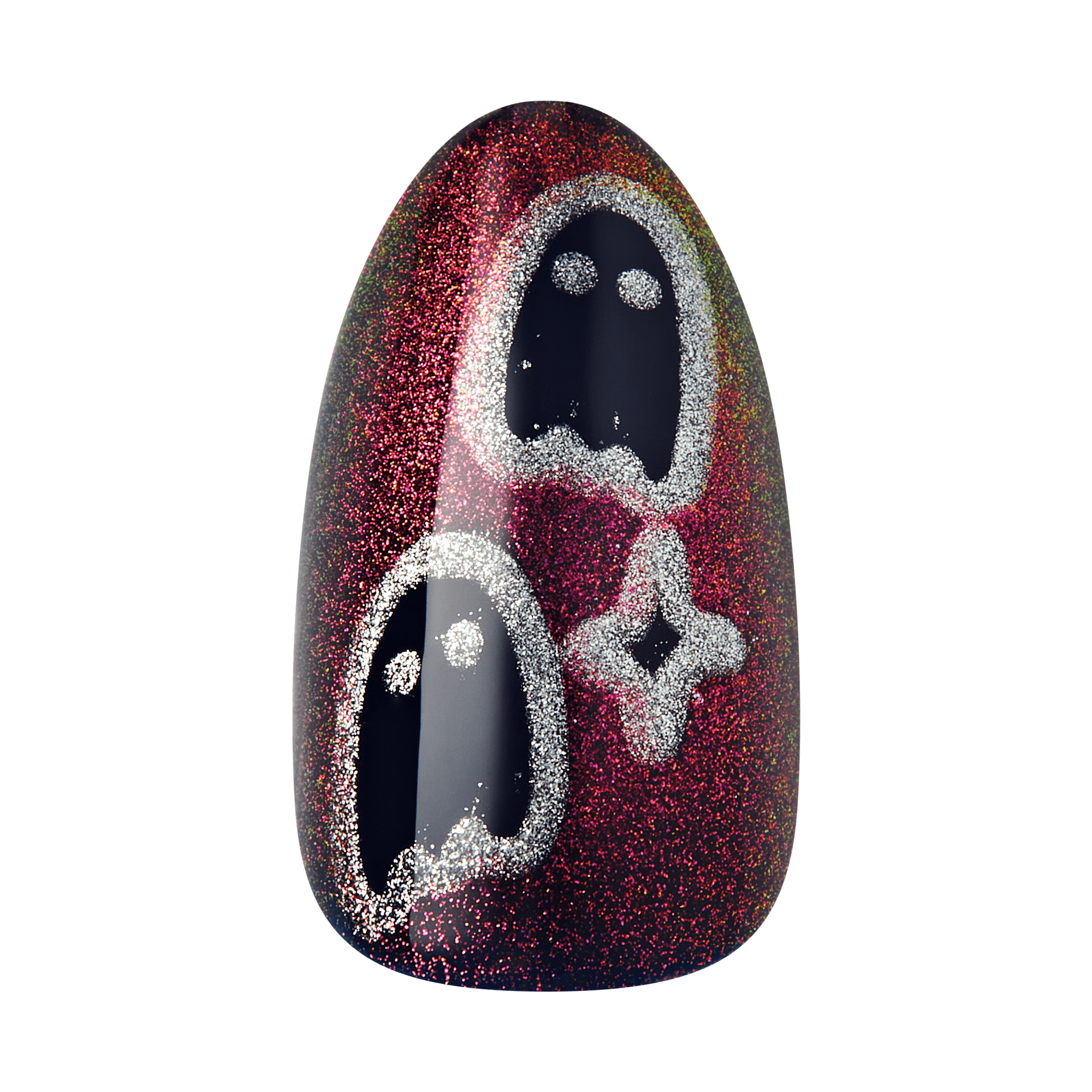 Kiss Haunt Halloween Press On Fake Glue Nails - Haunted Glow | Design, Red, Medium, Almond