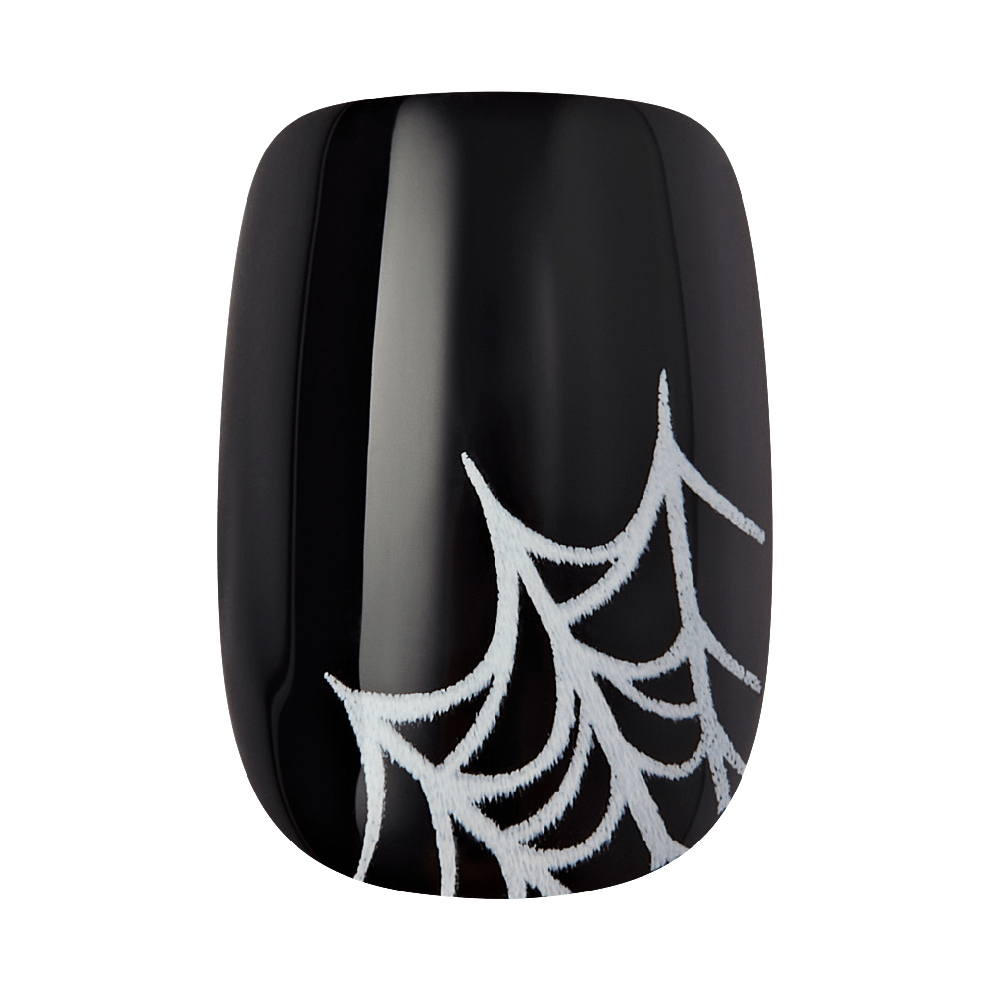 Kiss Haunt Halloween Press On Fake Glue Nails - Fangs for the Memories | Design, Orange & Black, Short, Squoval, Glow In The Dark