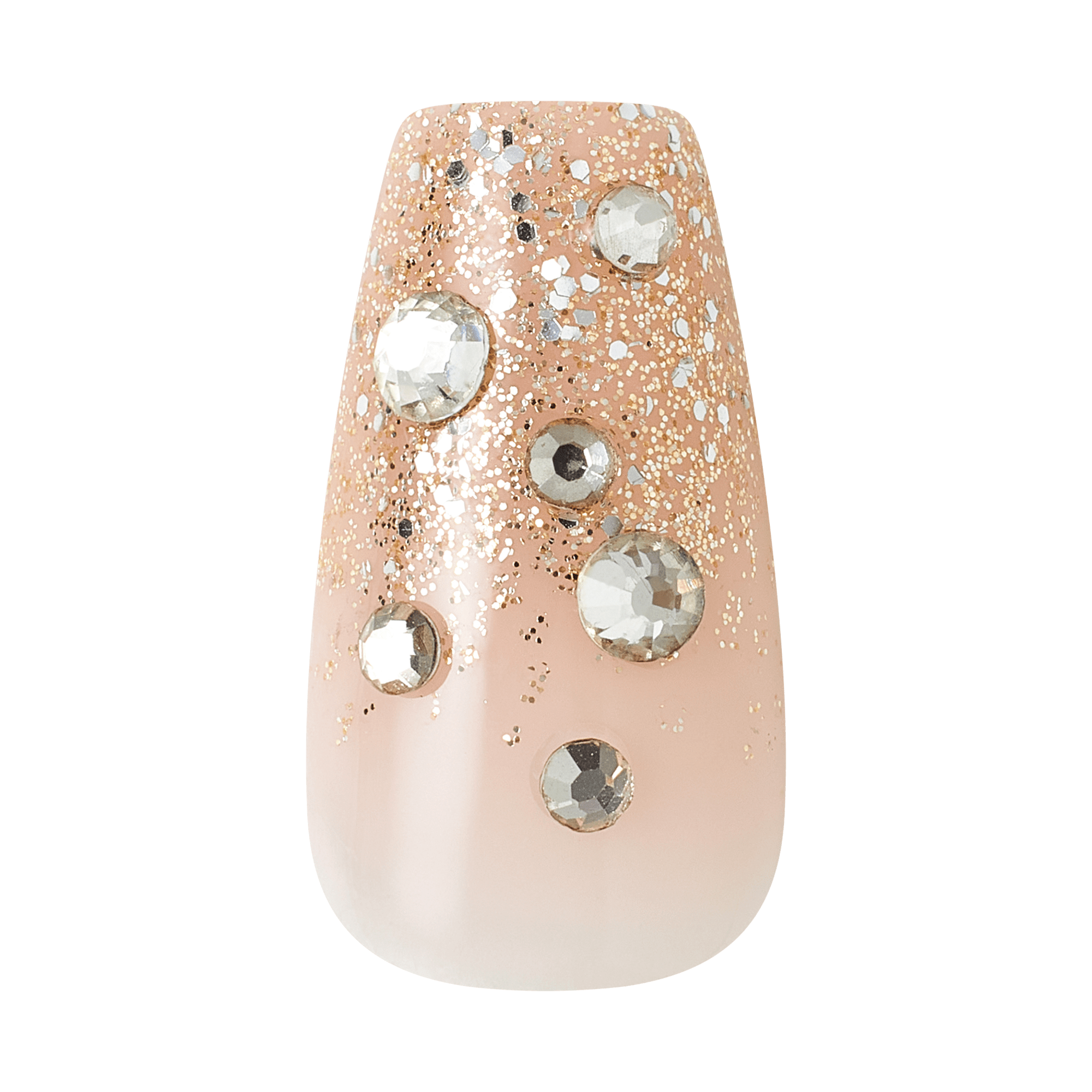 Kiss Glam 3D & Jeweled Press On Fake Glue Nails - Yours | 3D & Jewel Design, Pink, Medium, Coffin