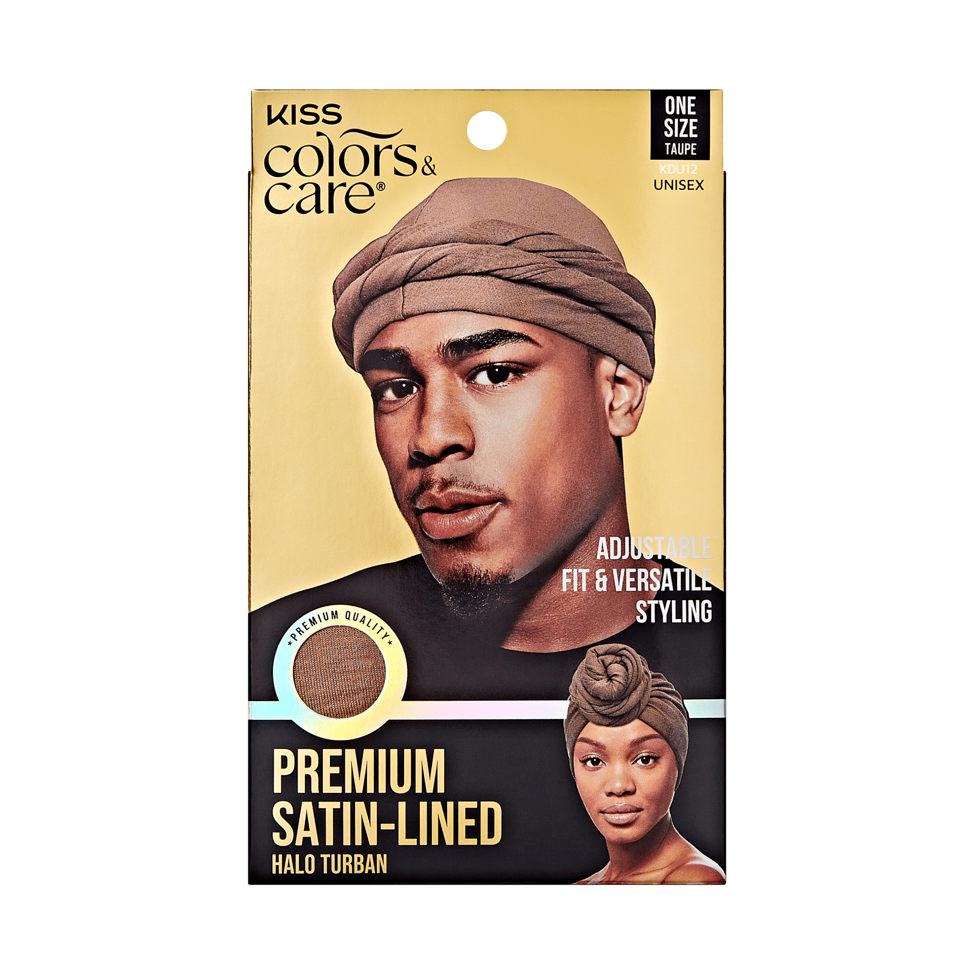 KISS Colors & Care Premium Satin-Lined Halo Turban, Taupe