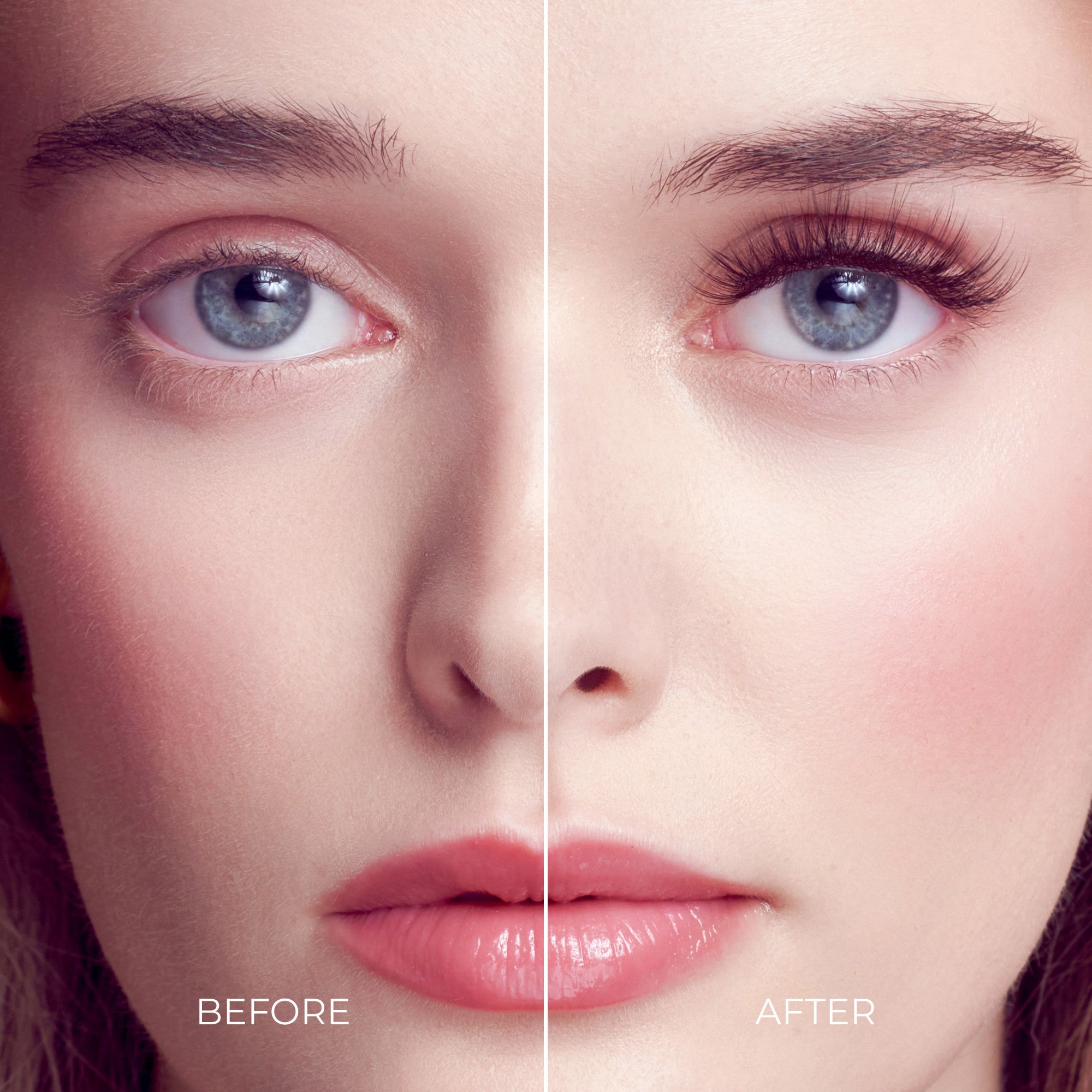 Close-up split view of a woman&