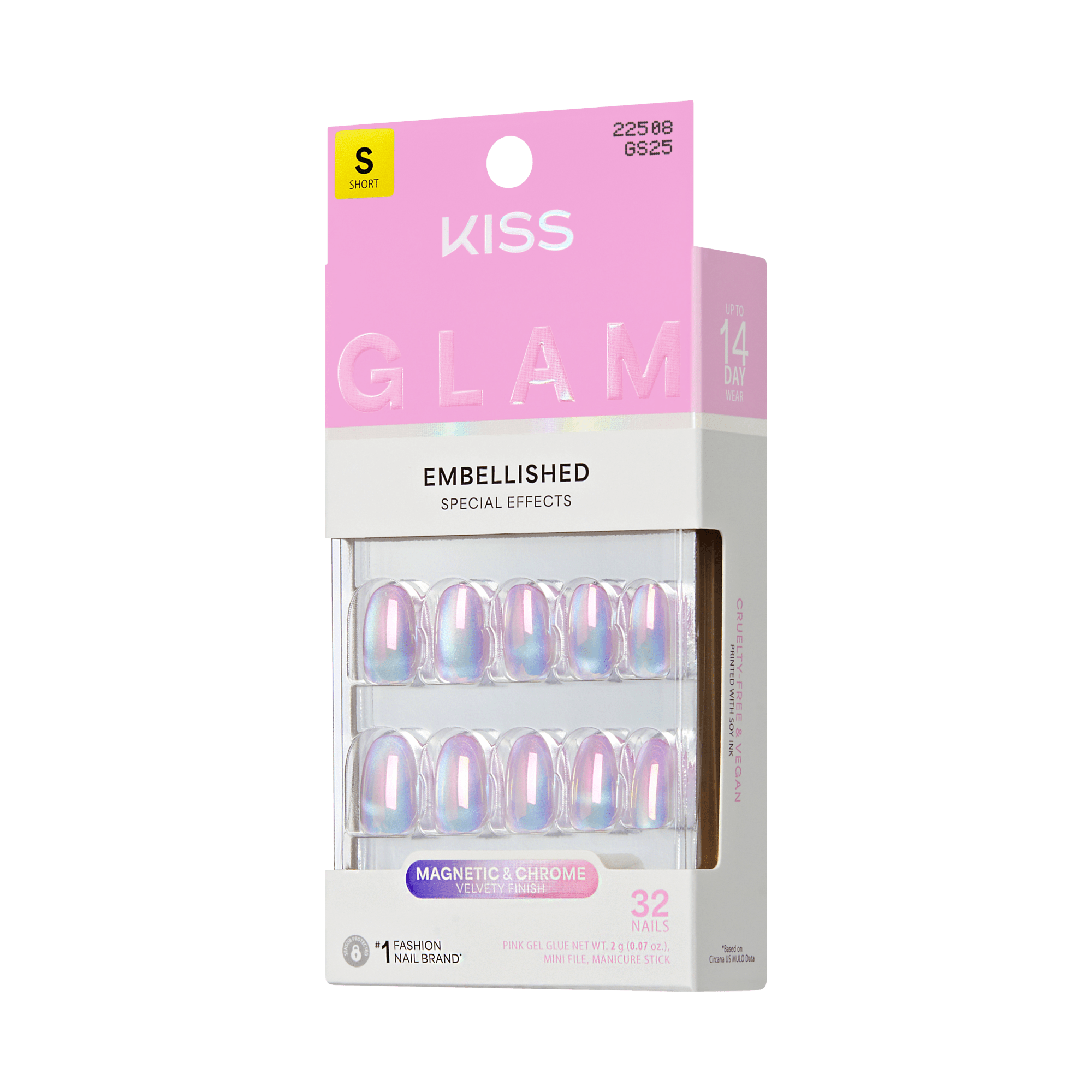 KISS GLAM Embellished Press On Glue Nails - One n Only