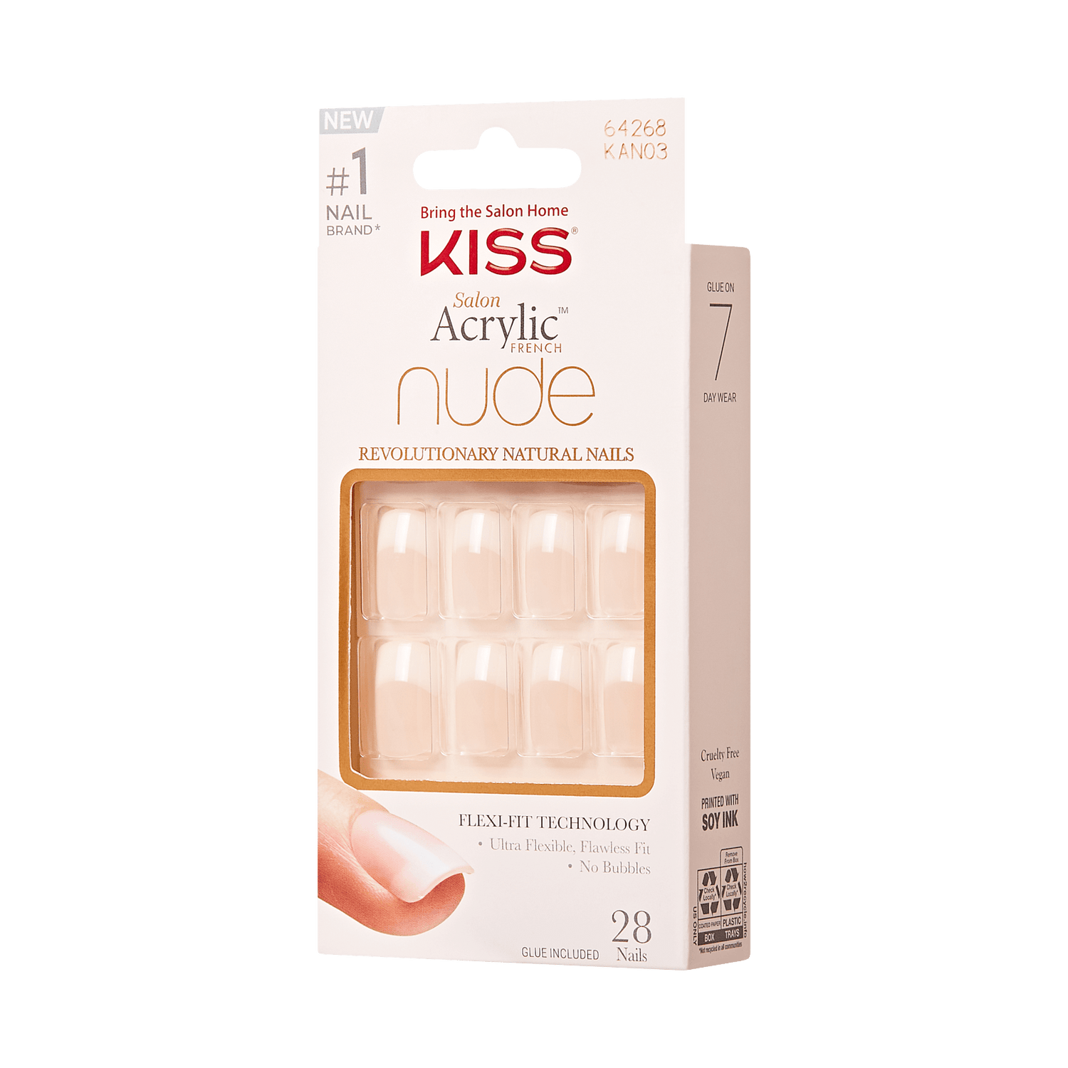 KISS Salon Acrylic French Nude Press On Glue Nails - Cashmere