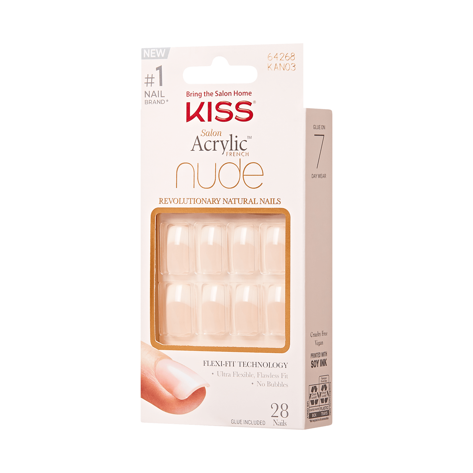 KISS Salon Acrylic French Nude Press On Glue Nails - Cashmere