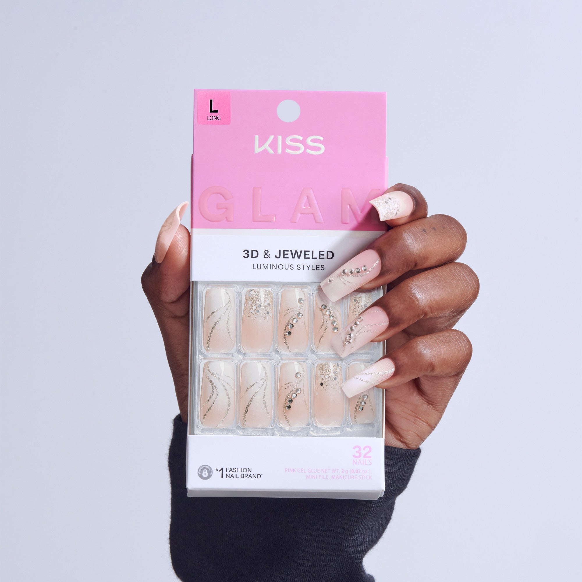 KISS GLAM 3D & Jewel Press On Glue Nails - Wrapped in Beauty