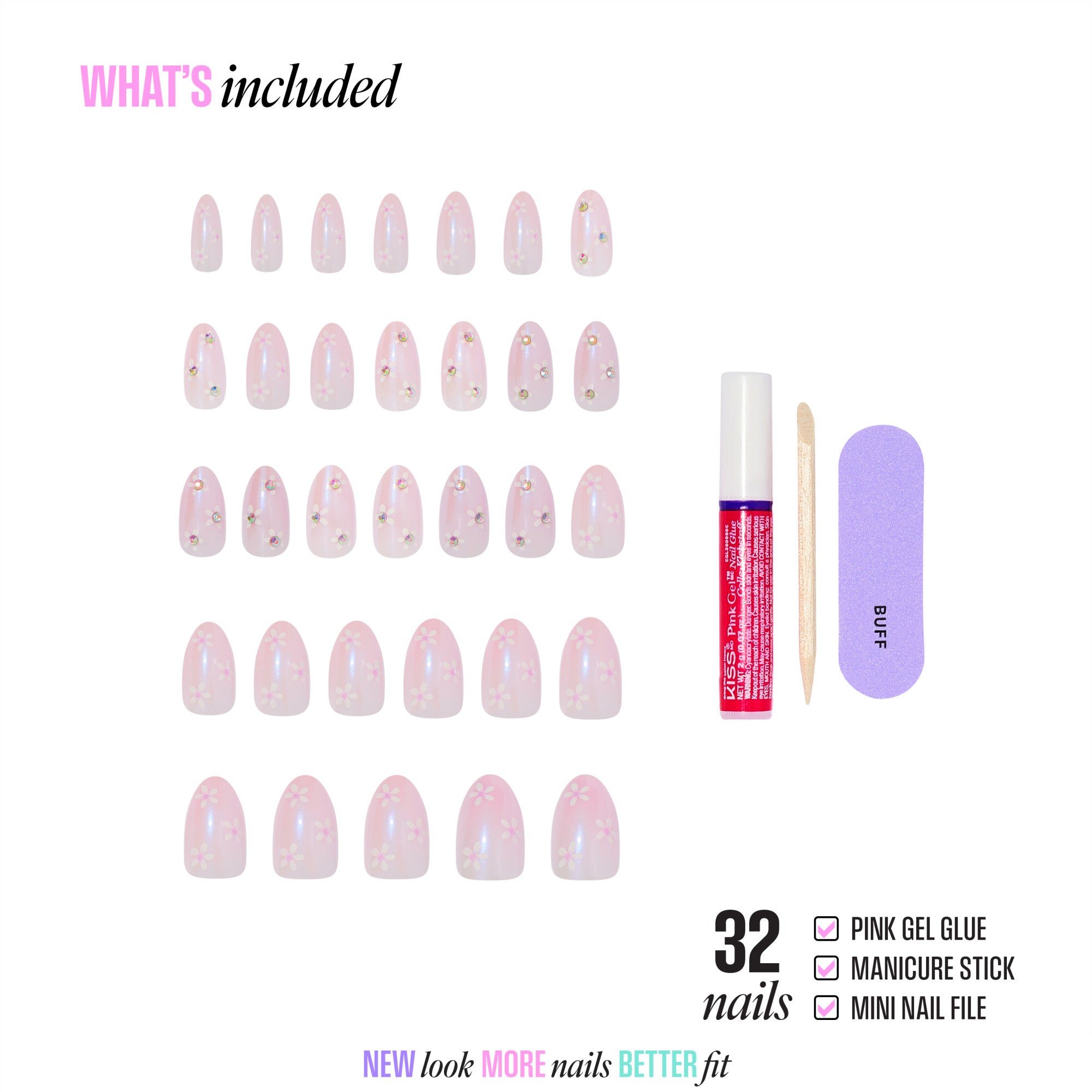 KISS GLAM 3D & Jewel Press On Glue Nails - Breeze of Bliss