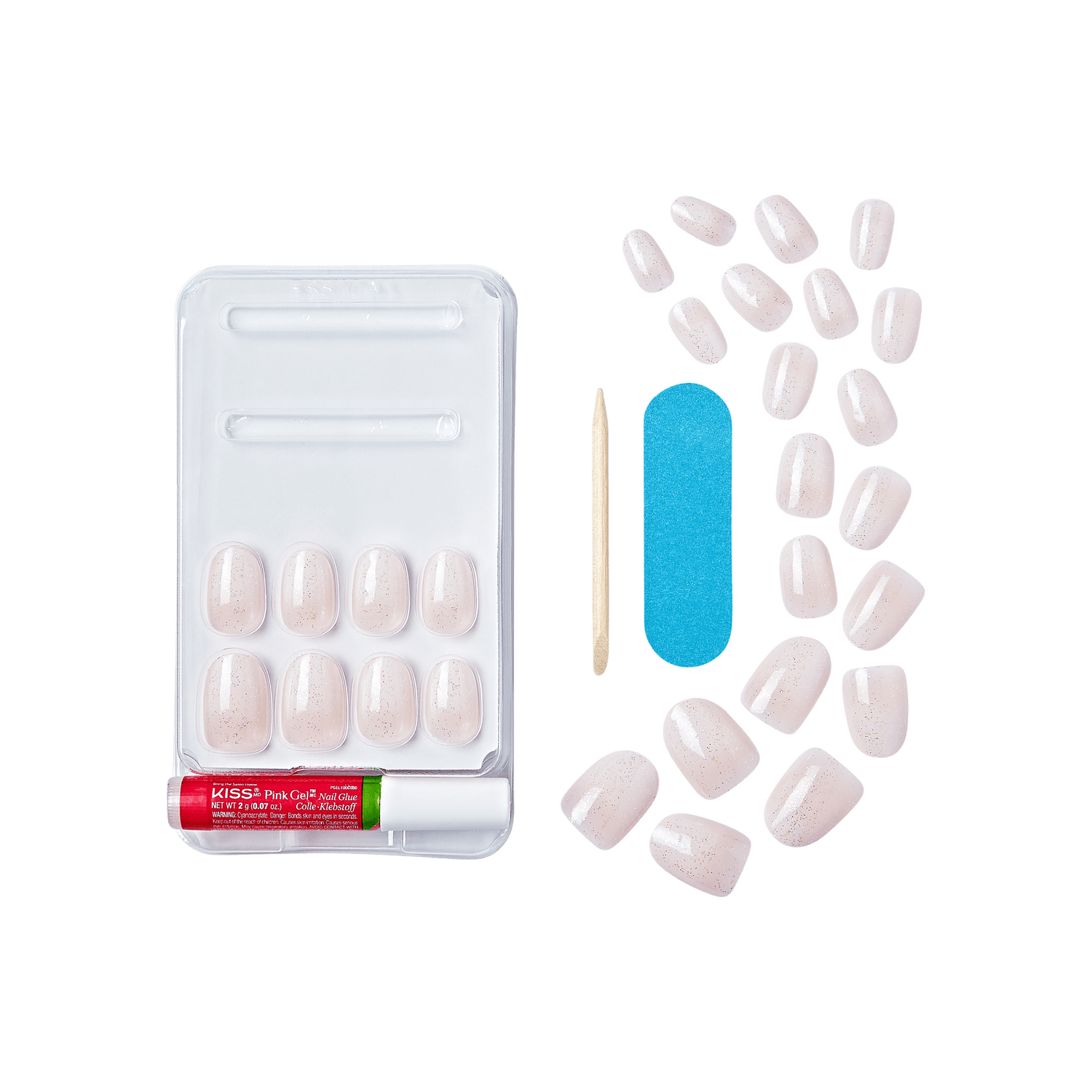 KISS Gel Fantasy Dreamdust Press On Glue Nails - Silver Spoon