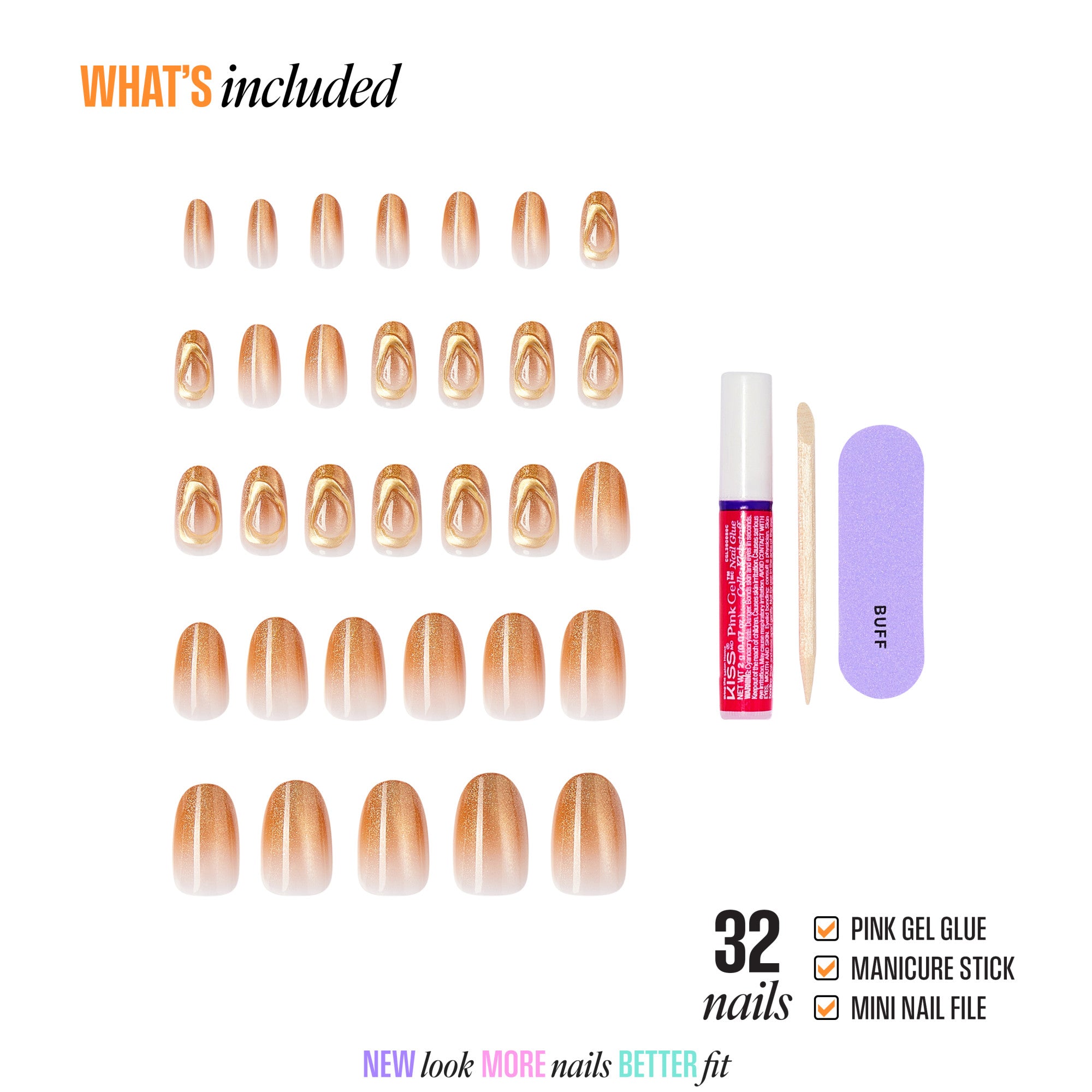 KISS NAIL DRIP Press On Glue Nails - Golden Laughter