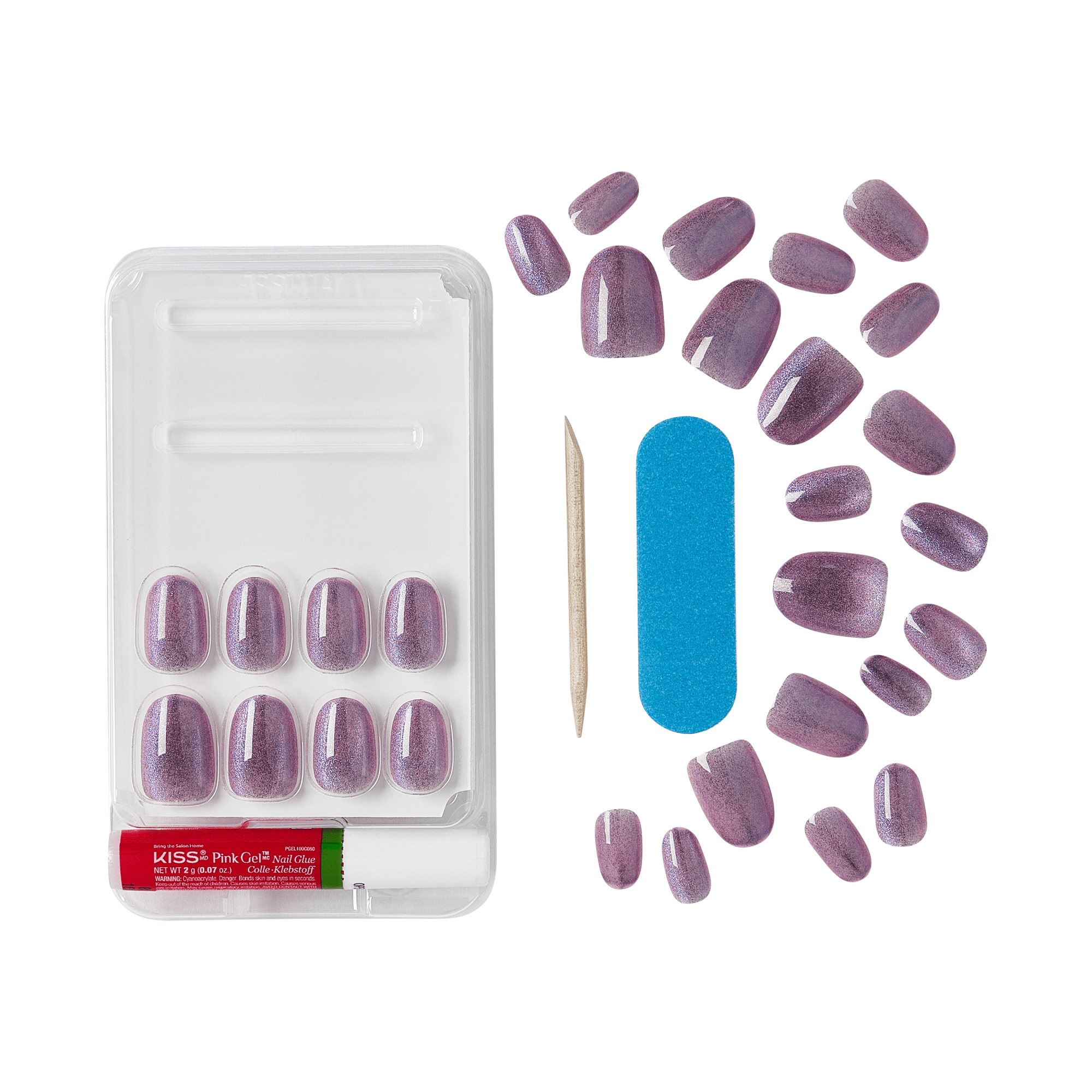 KISS Gel Fantasy Magnetic Press On Glue Nails - Velvet Spark
