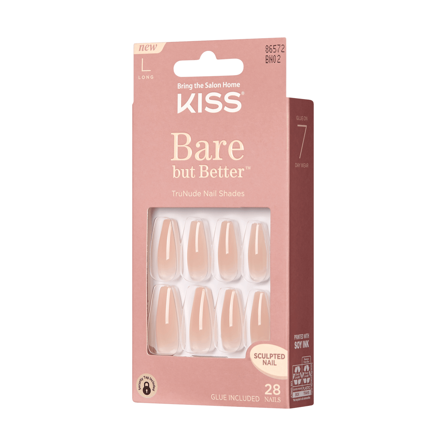 KISS Bare but Better Press On Glue Nails - Nude Drama