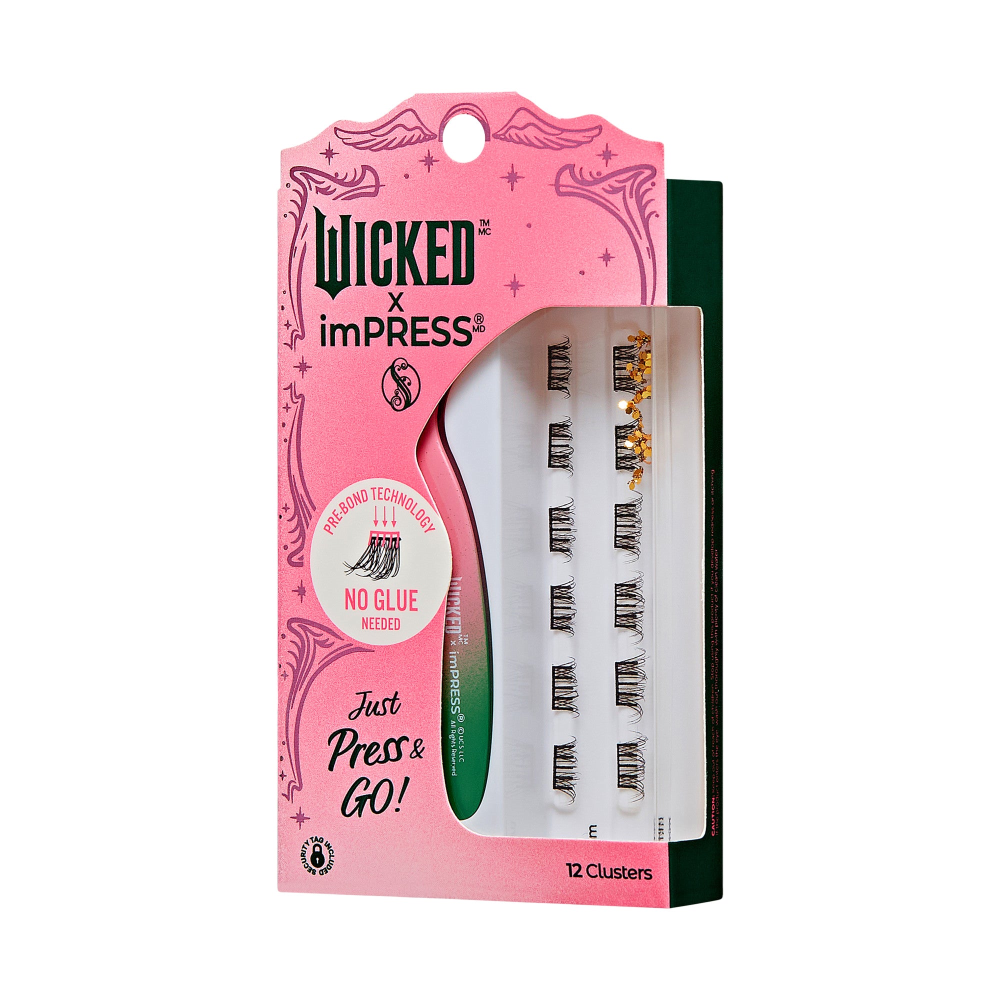 Wicked x imPRESS press-on nails, 12 clusters, pre-bond technology, no glue needed